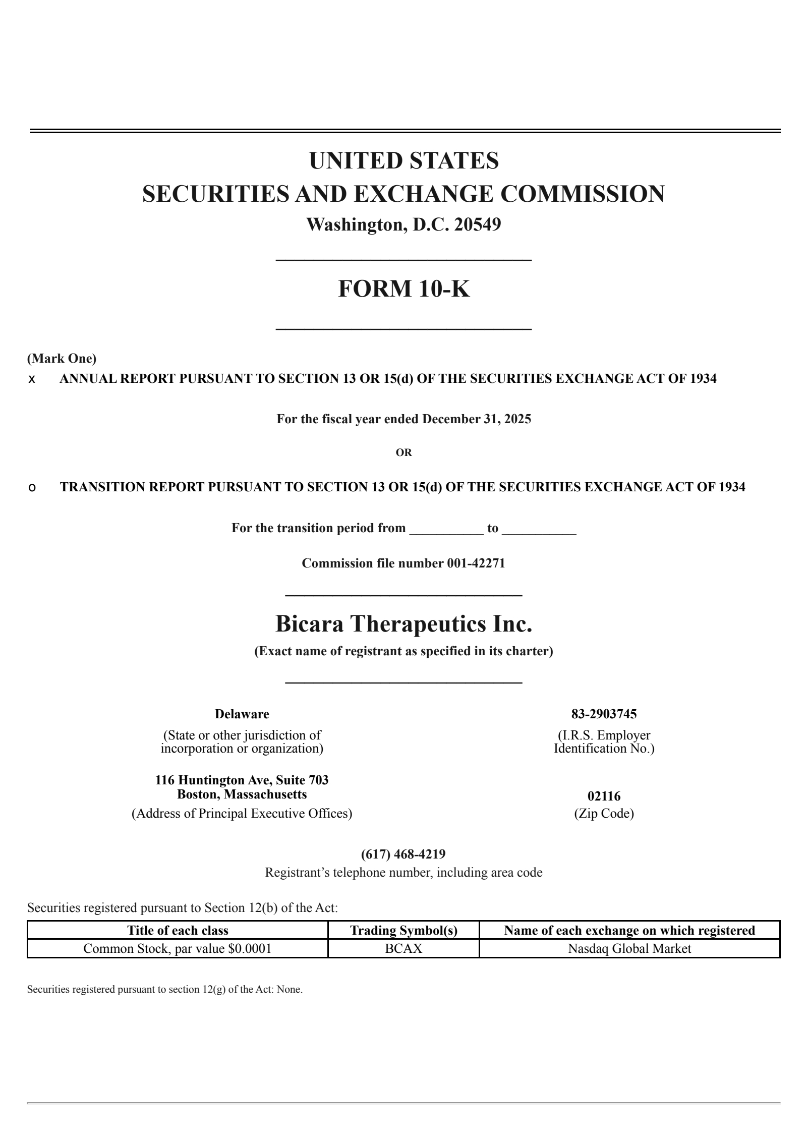 Bicara Therapeutics' Q4 2025 Annual report