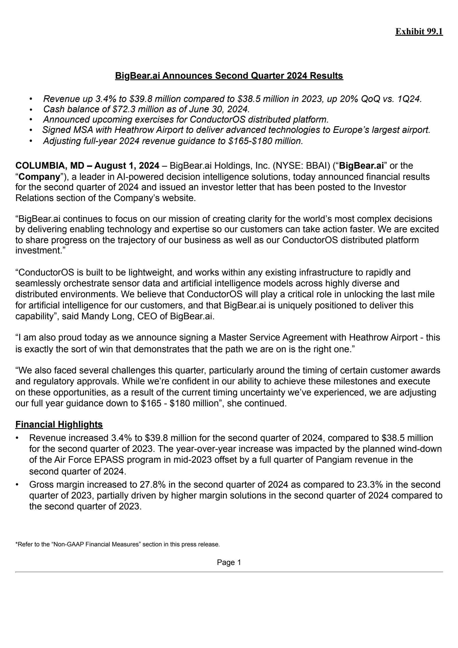 BigBear.ai's Q2 2024 Press Release