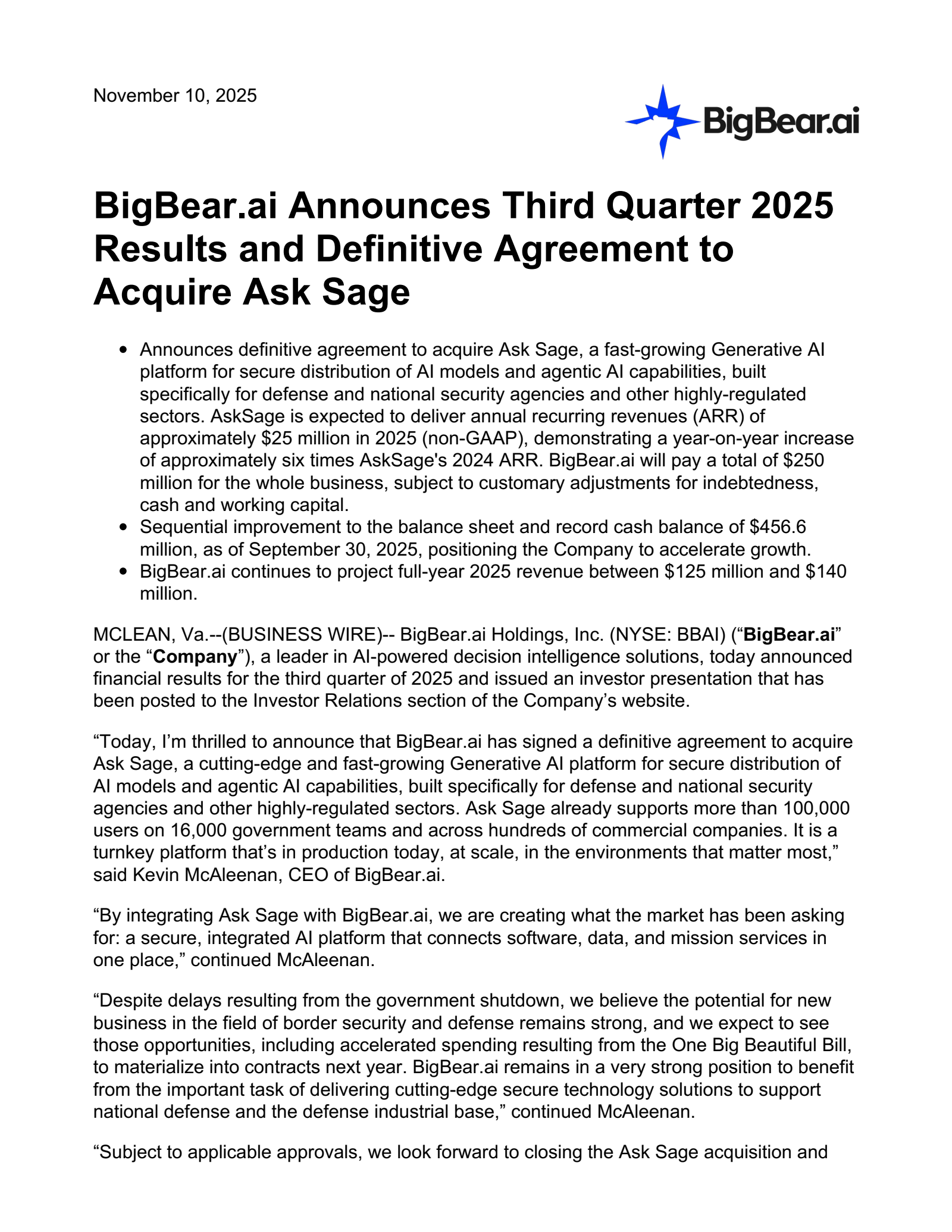 BBAI Q3 2025 Earnings Report on 11/10/2025