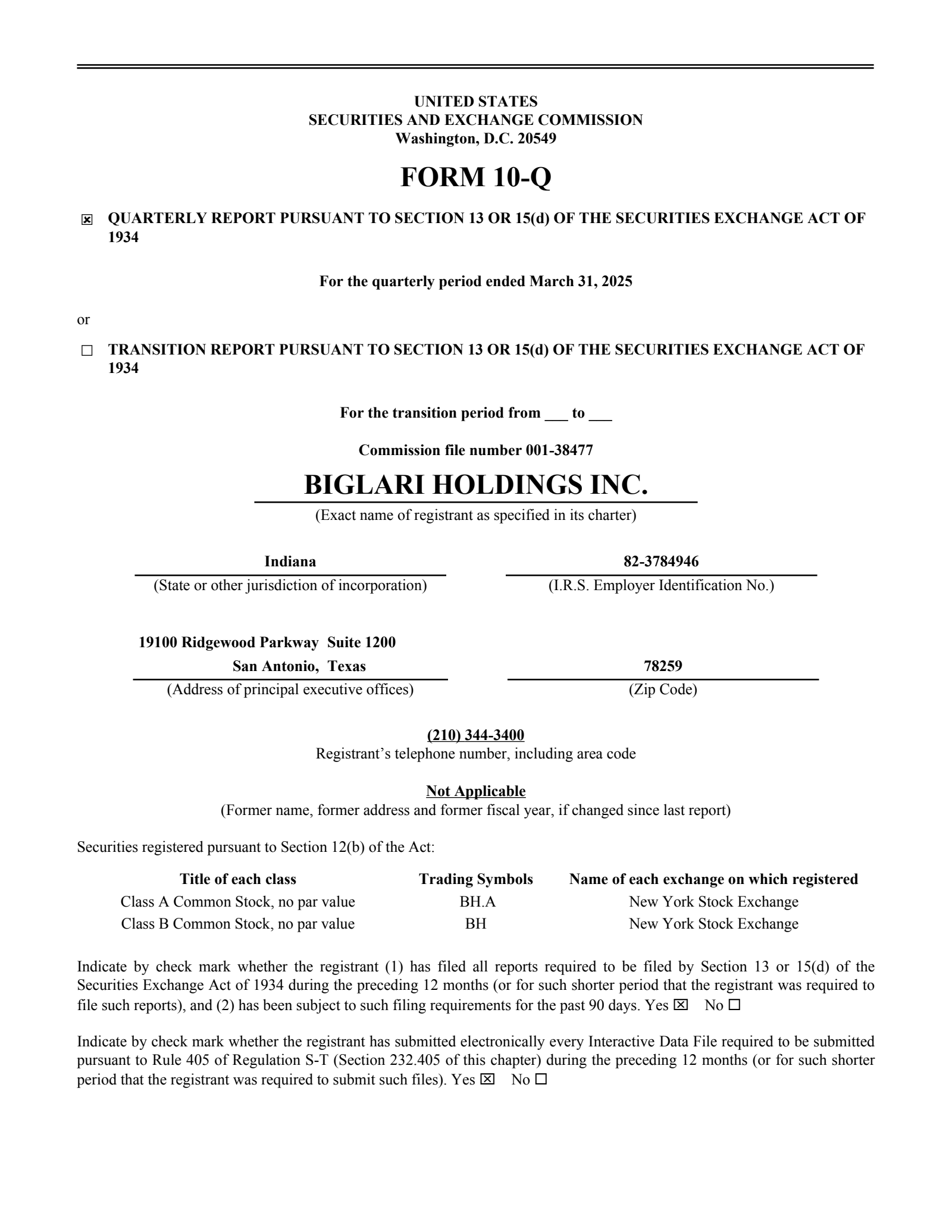 Biglari's Q1 2025 Quarterly report