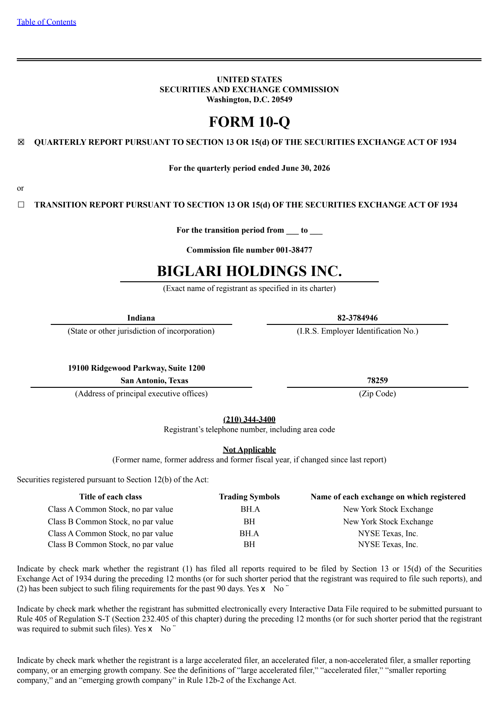 Biglari's Q2 2026 Quarterly report