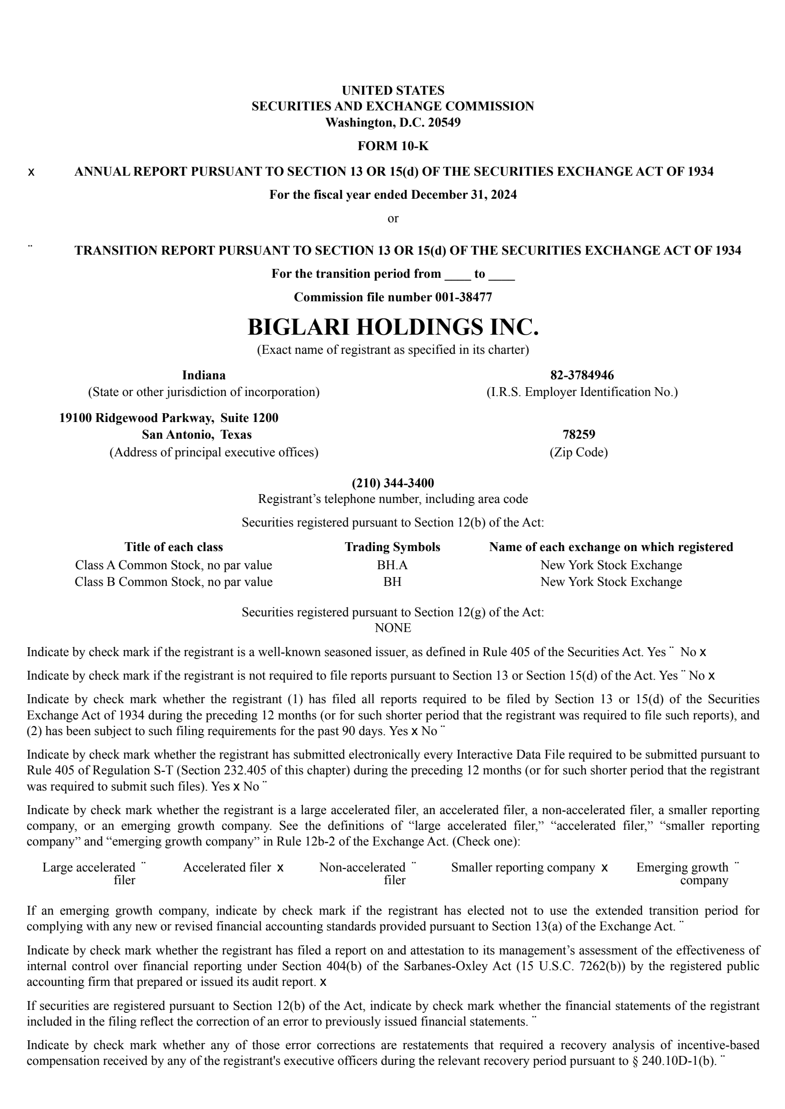 Biglari's Q4 2024 Annual report