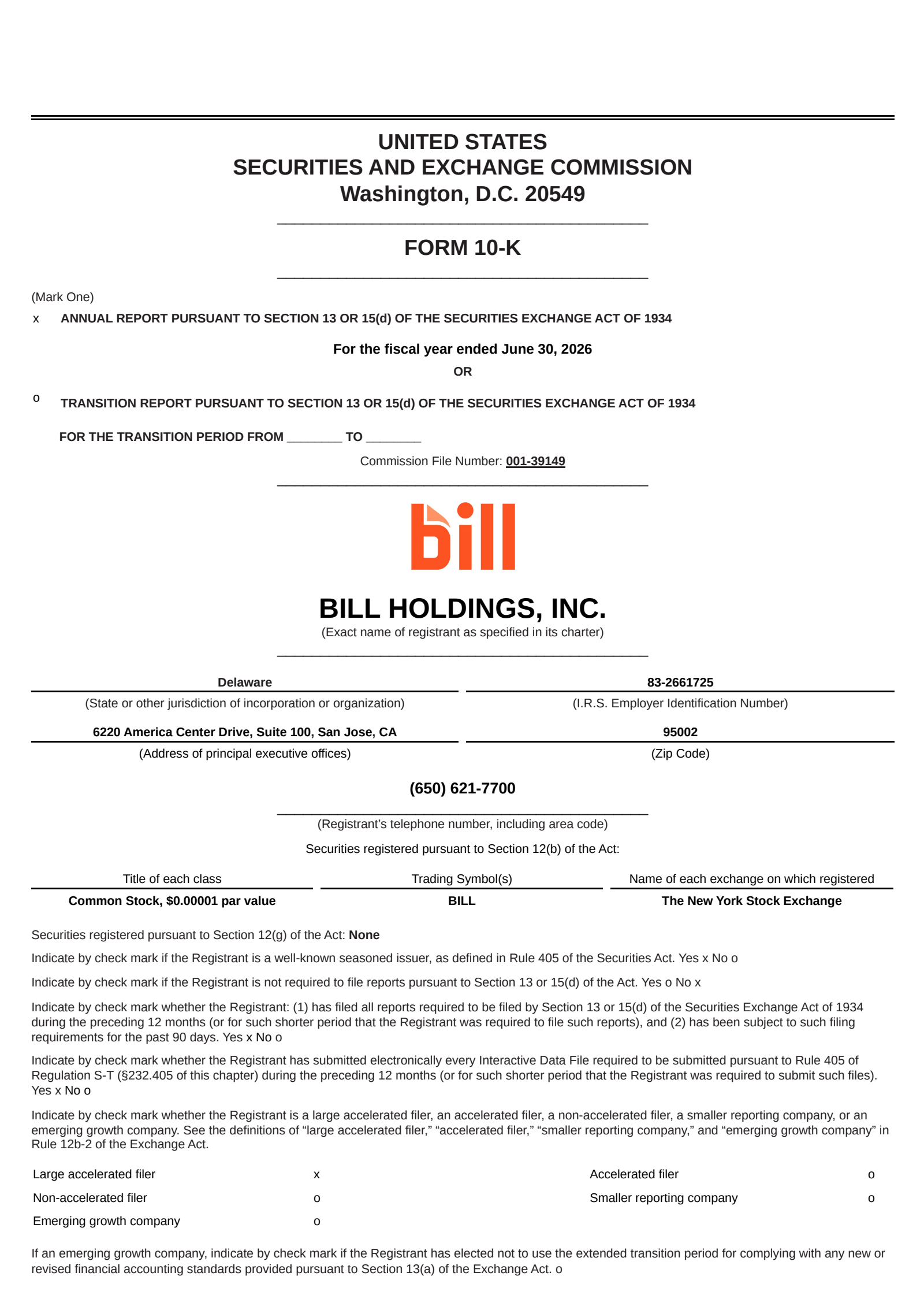 BILL's Q4 2026 Annual report