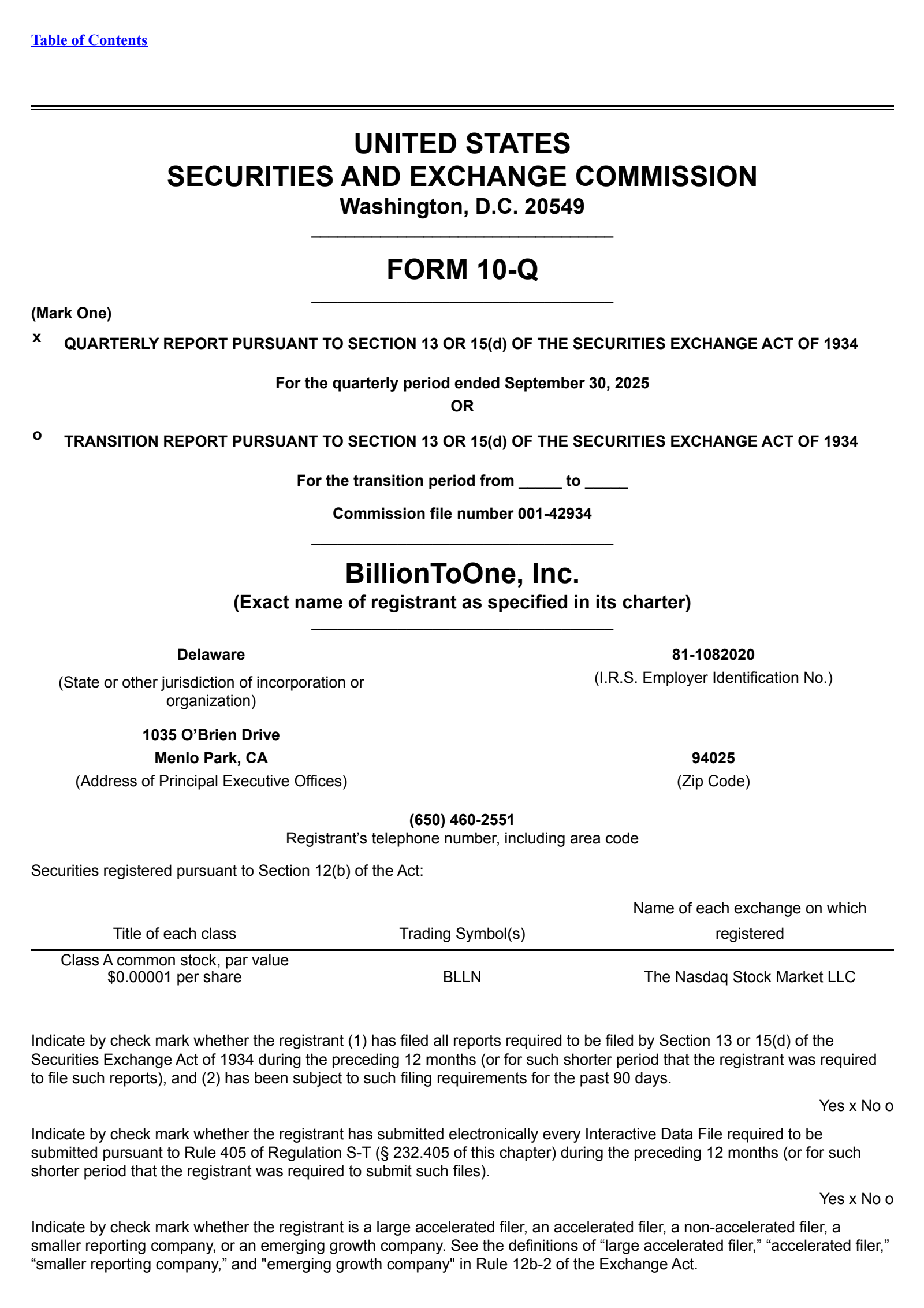 Billiontoone's Q3 2025 Quarterly Report
