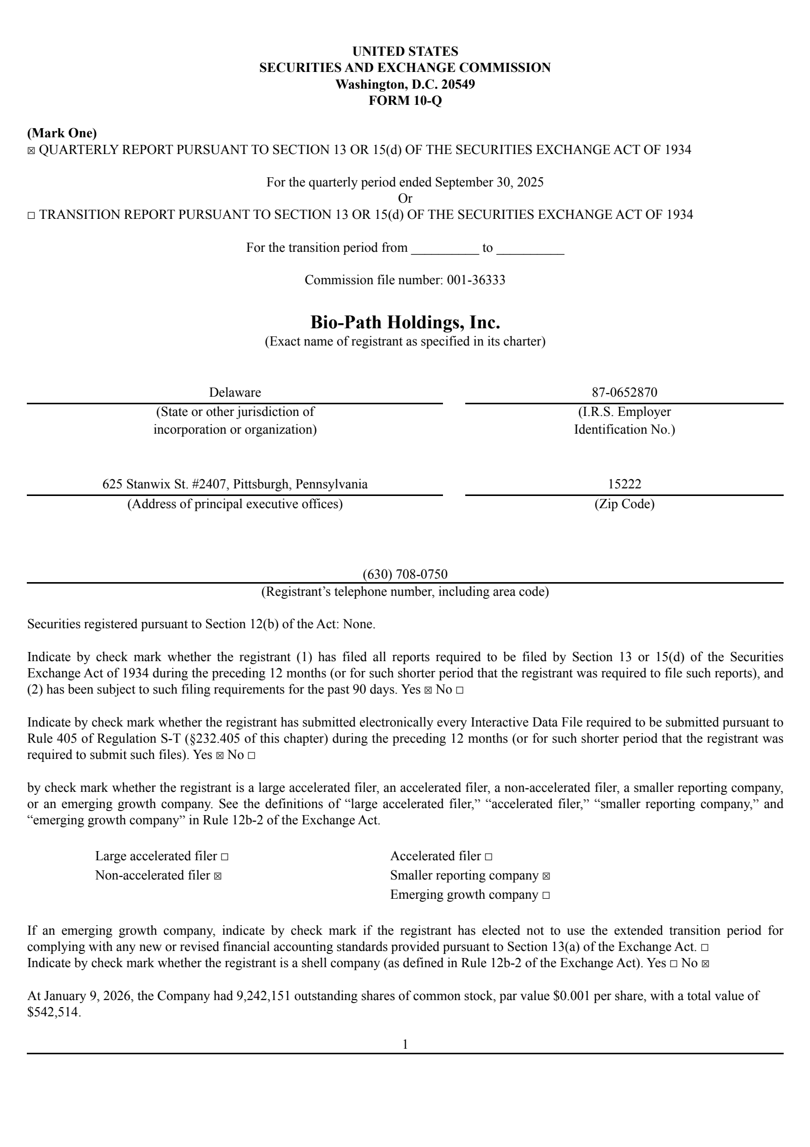 BPTH Q3 2025 Earnings Report on 11/13/2025