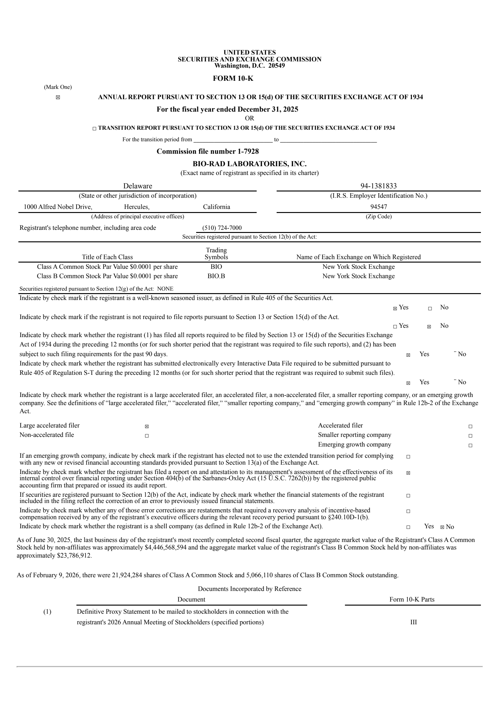 Bio-Rad Laboratories' Q4 2025 Annual report