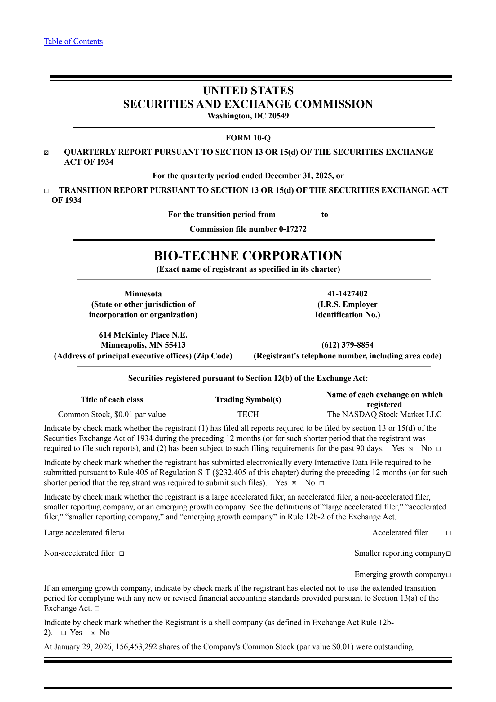 Bio-Techne's Q2 2026 Quarterly report