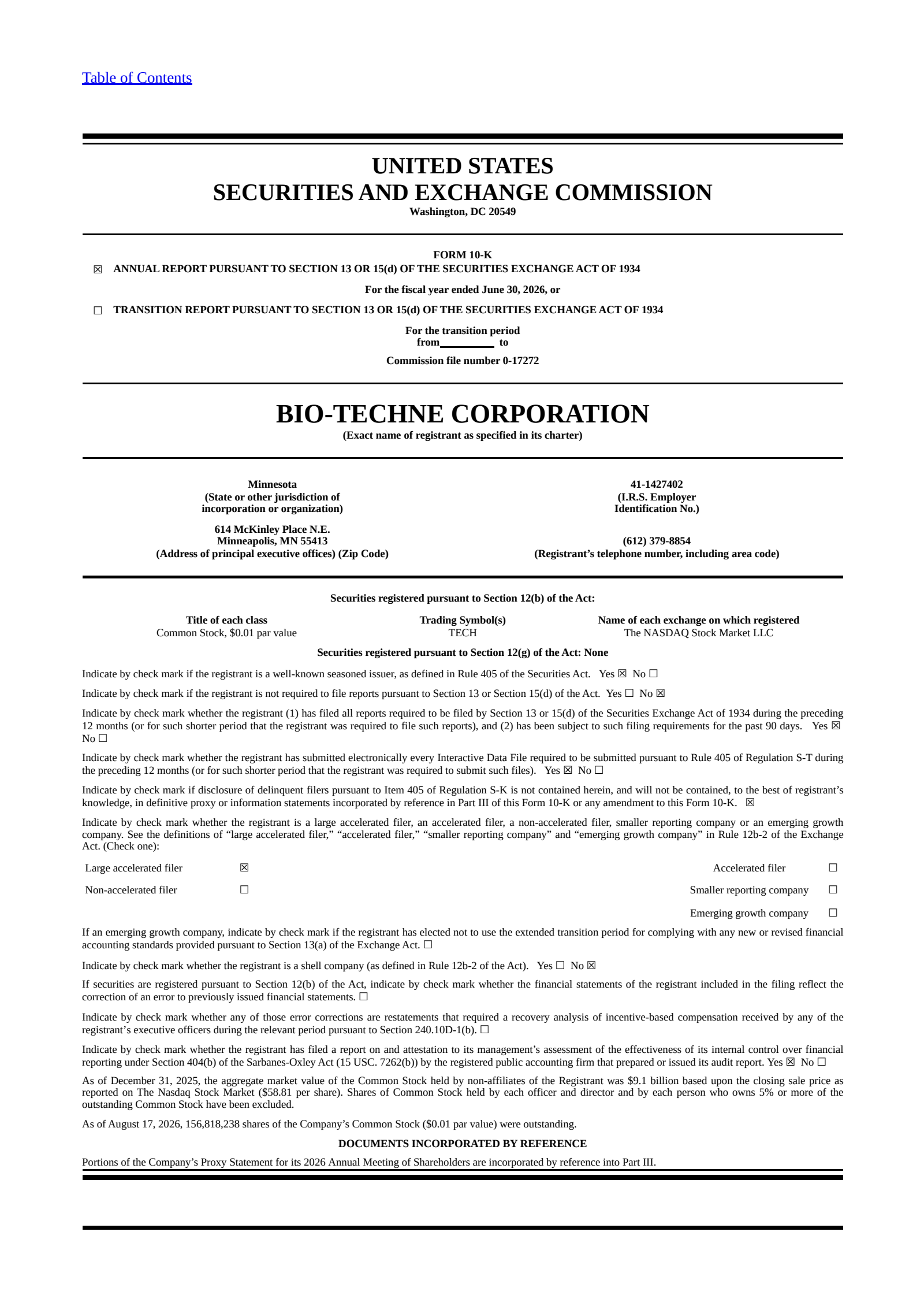 Bio-Techne's Q4 2026 Annual report