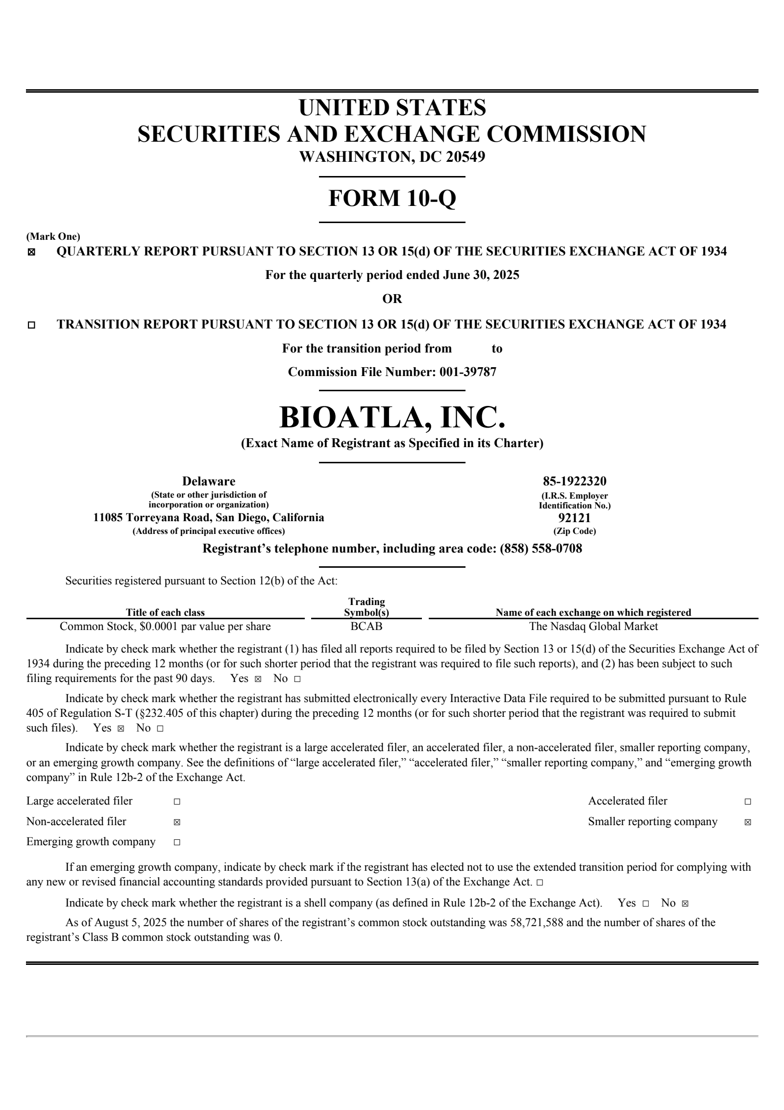BioAtla's Q2 2025 Quarterly report