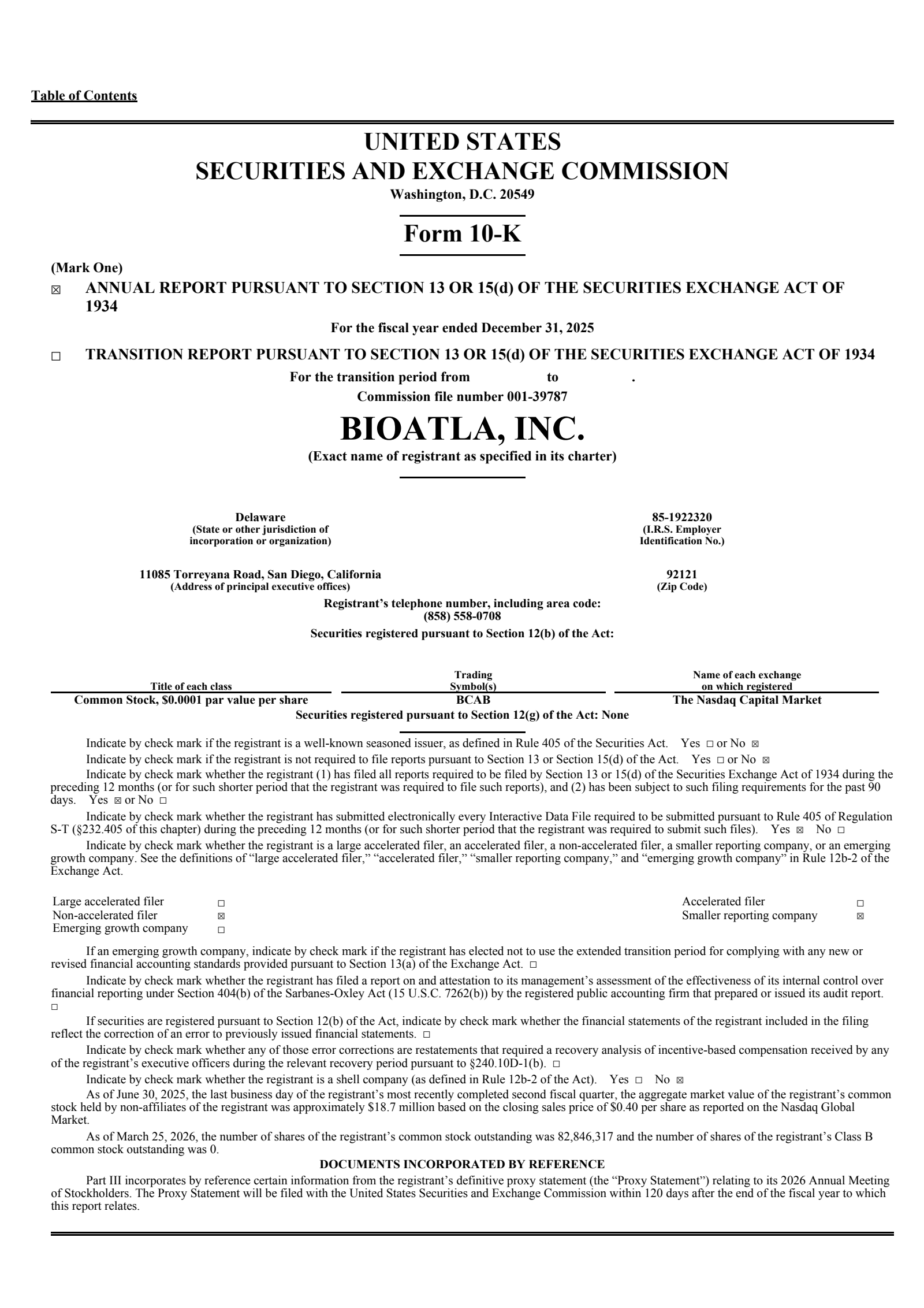 BioAtla's Q4 2025 Annual report