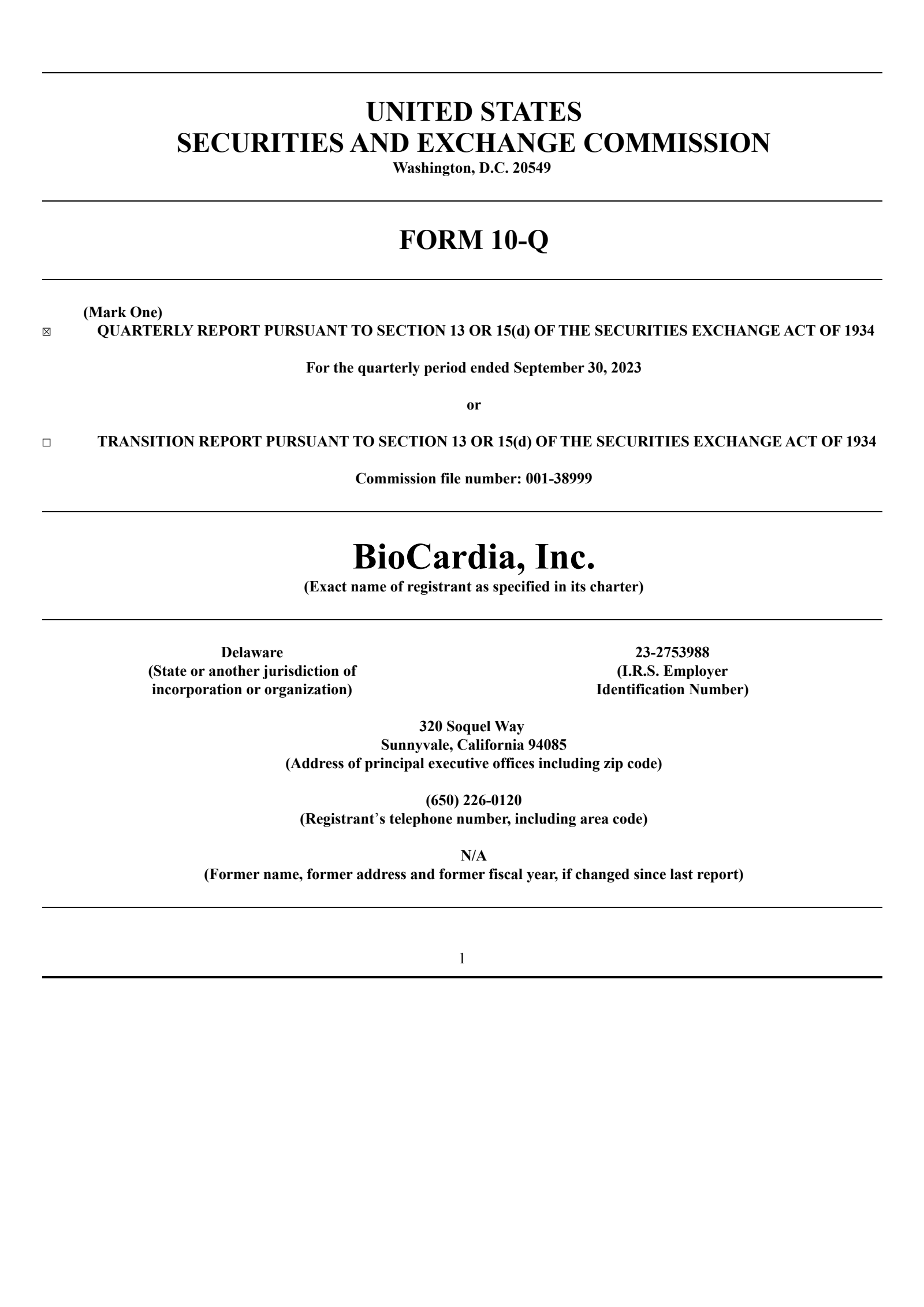 BioCardia's Q3 2023 Quarterly report