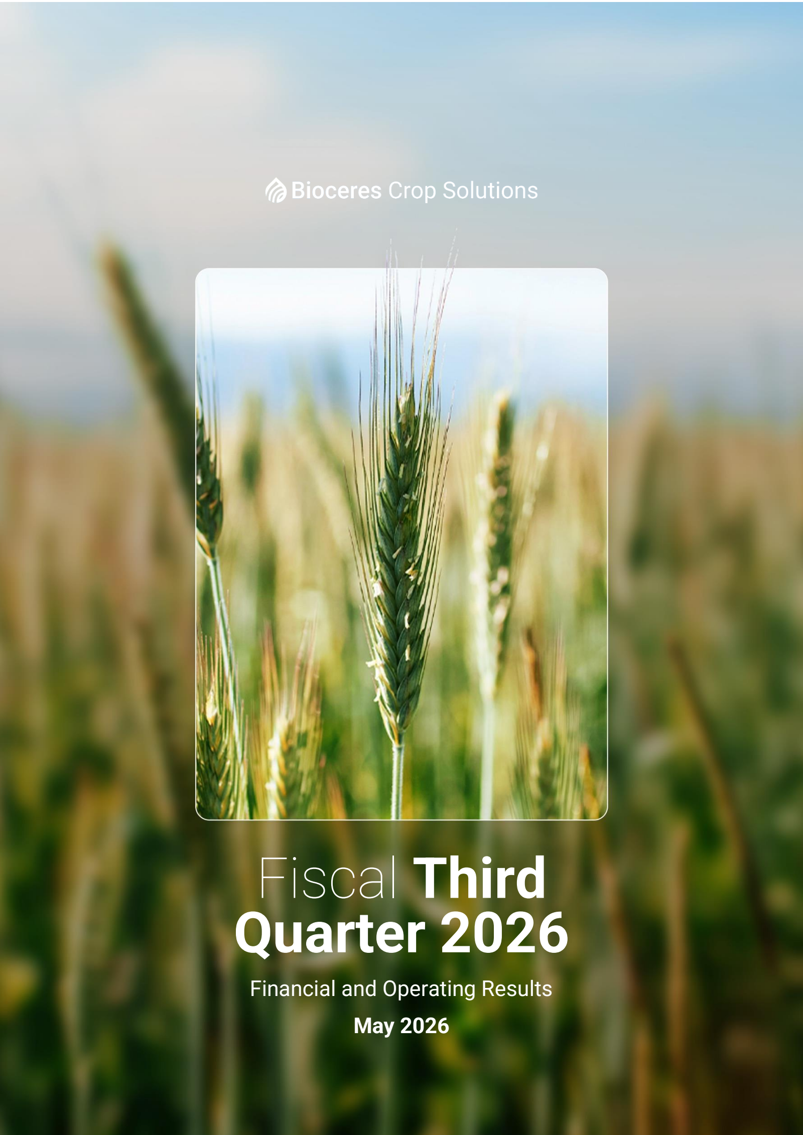 Bioceres Crop Solutions' Q3 2026 Press Release
