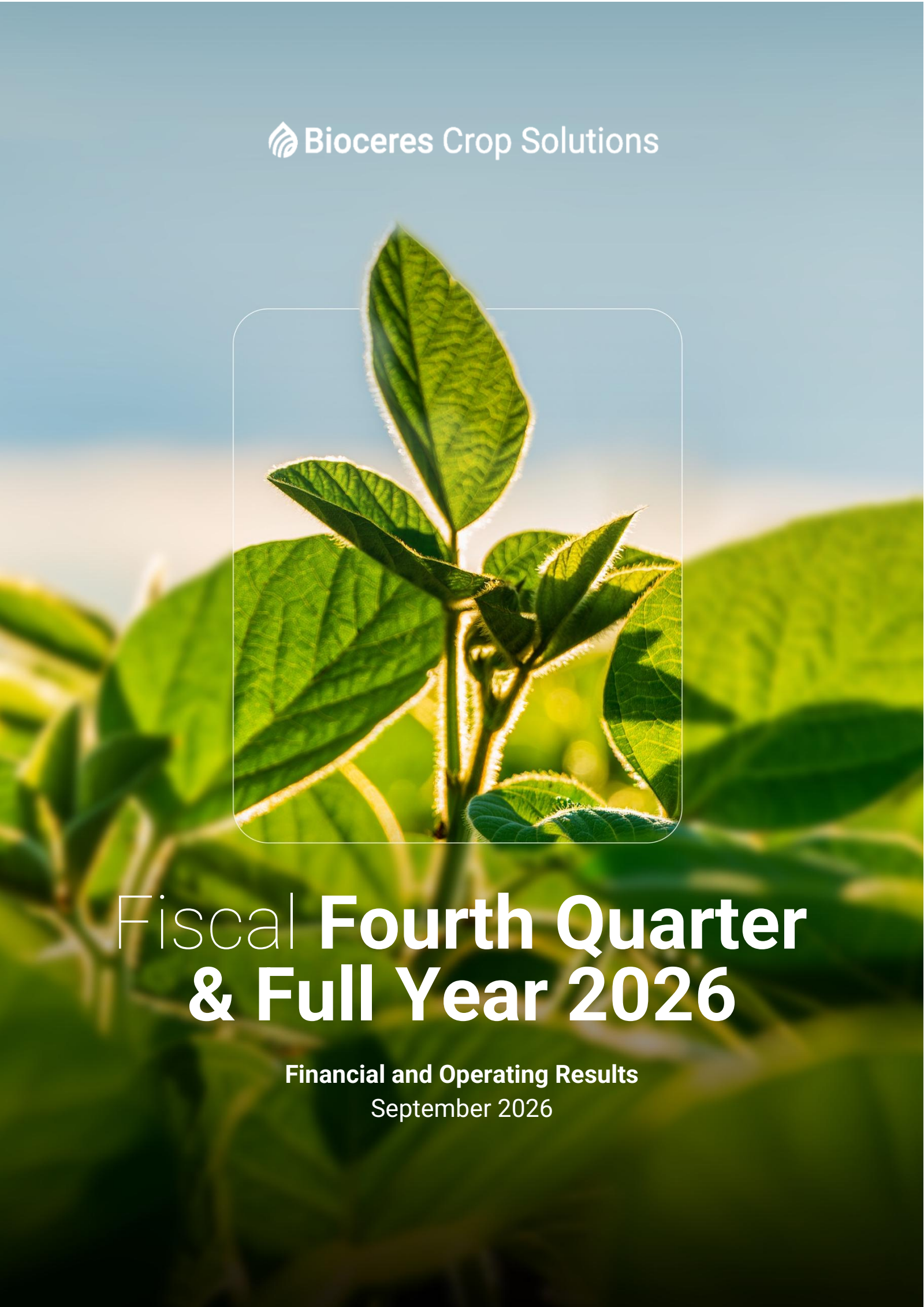 Bioceres Crop Solutions' Q4 2026 Press Release