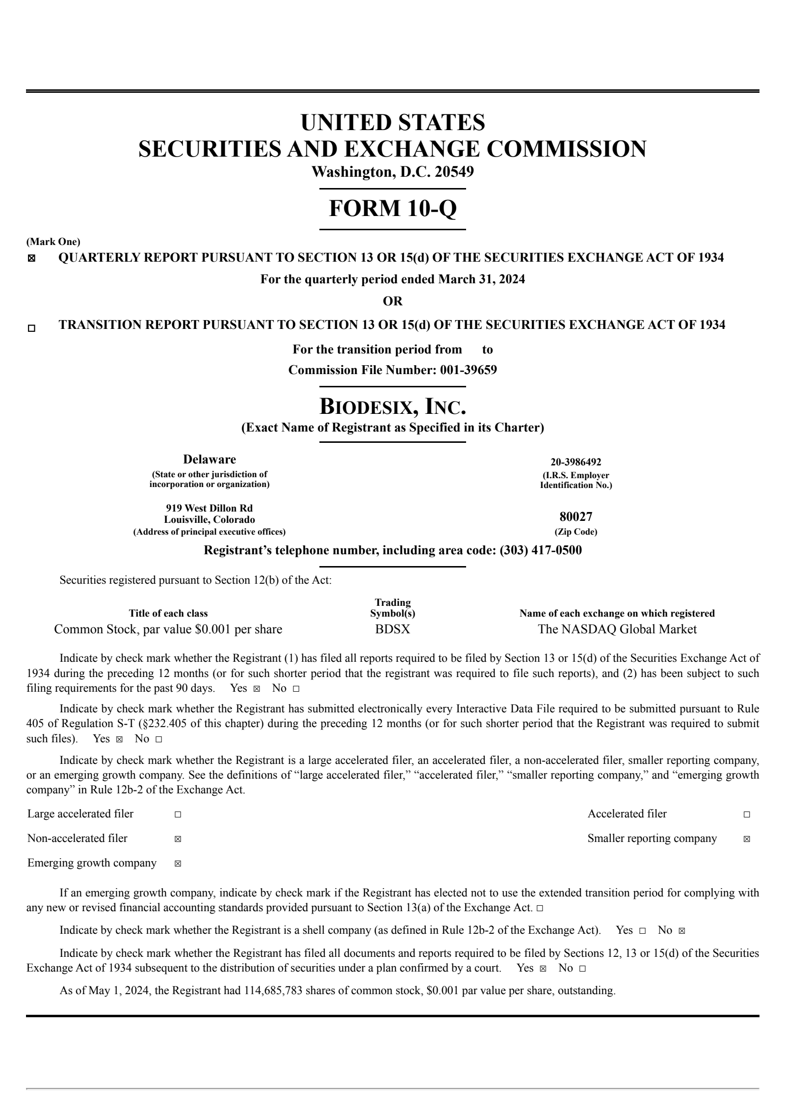 Biodesix's Q1 2024 Quarterly report