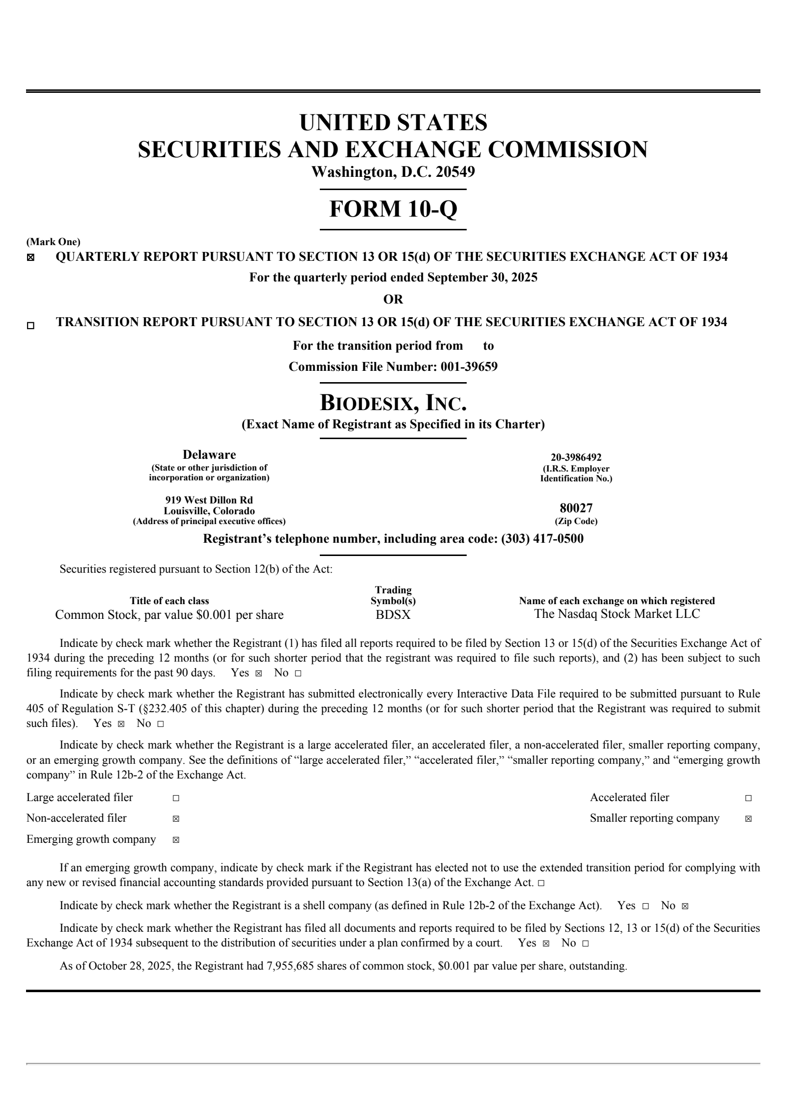 Biodesix's Q3 2025 Quarterly Report