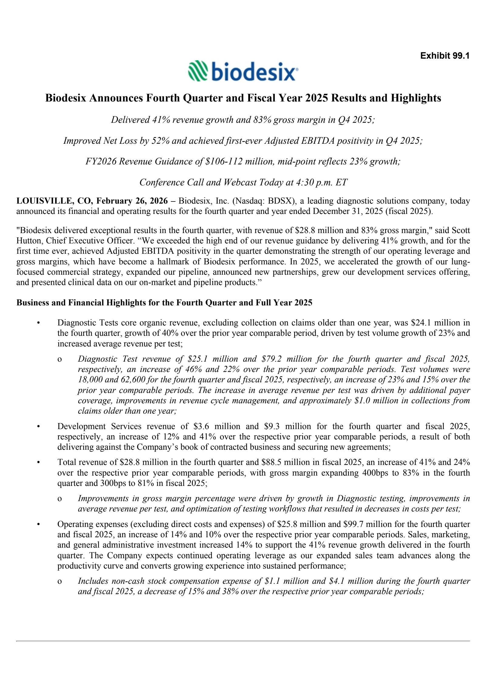 Biodesix's Q4 2025 Press Release