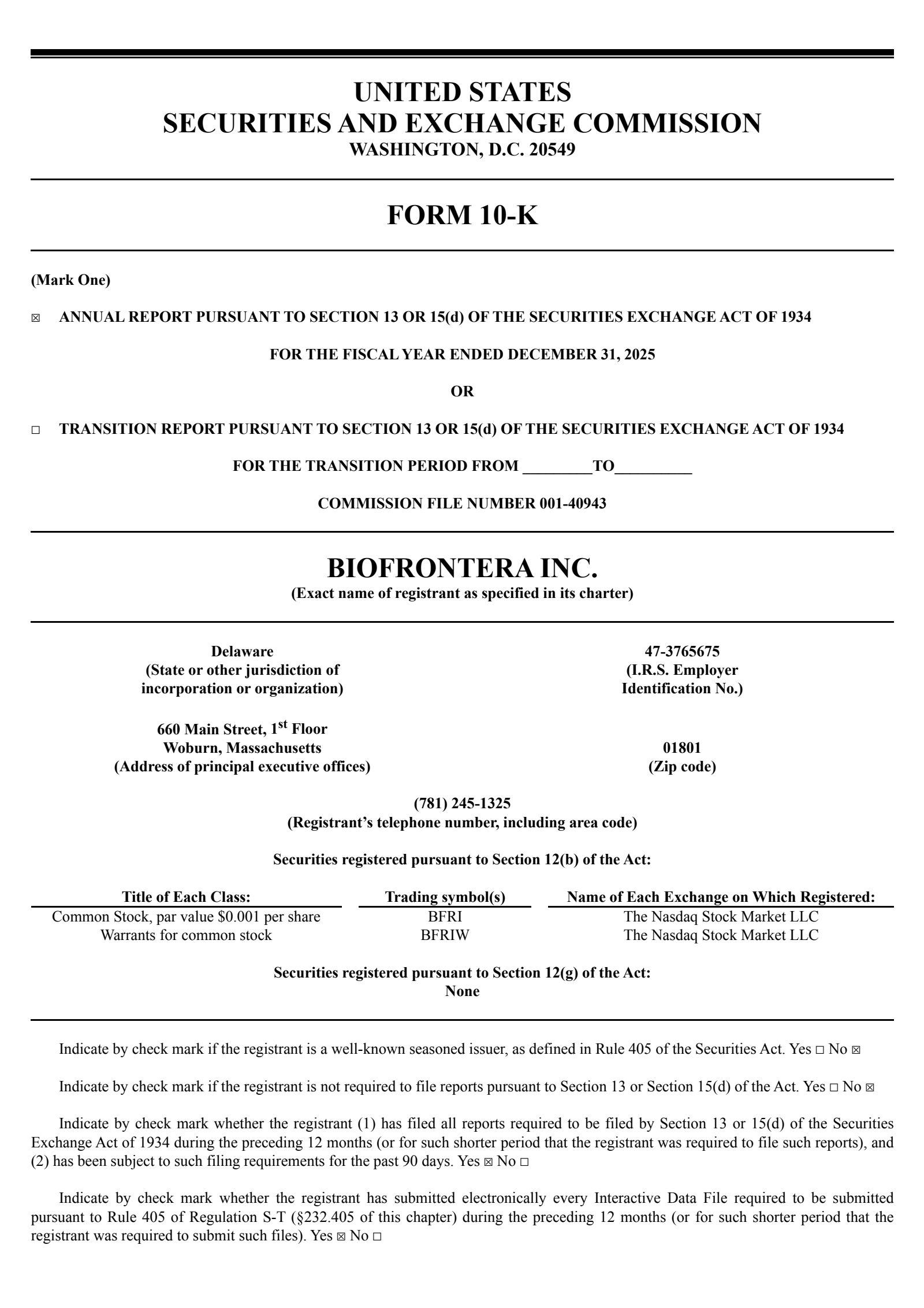 Biofrontera's Q4 2025 Annual report