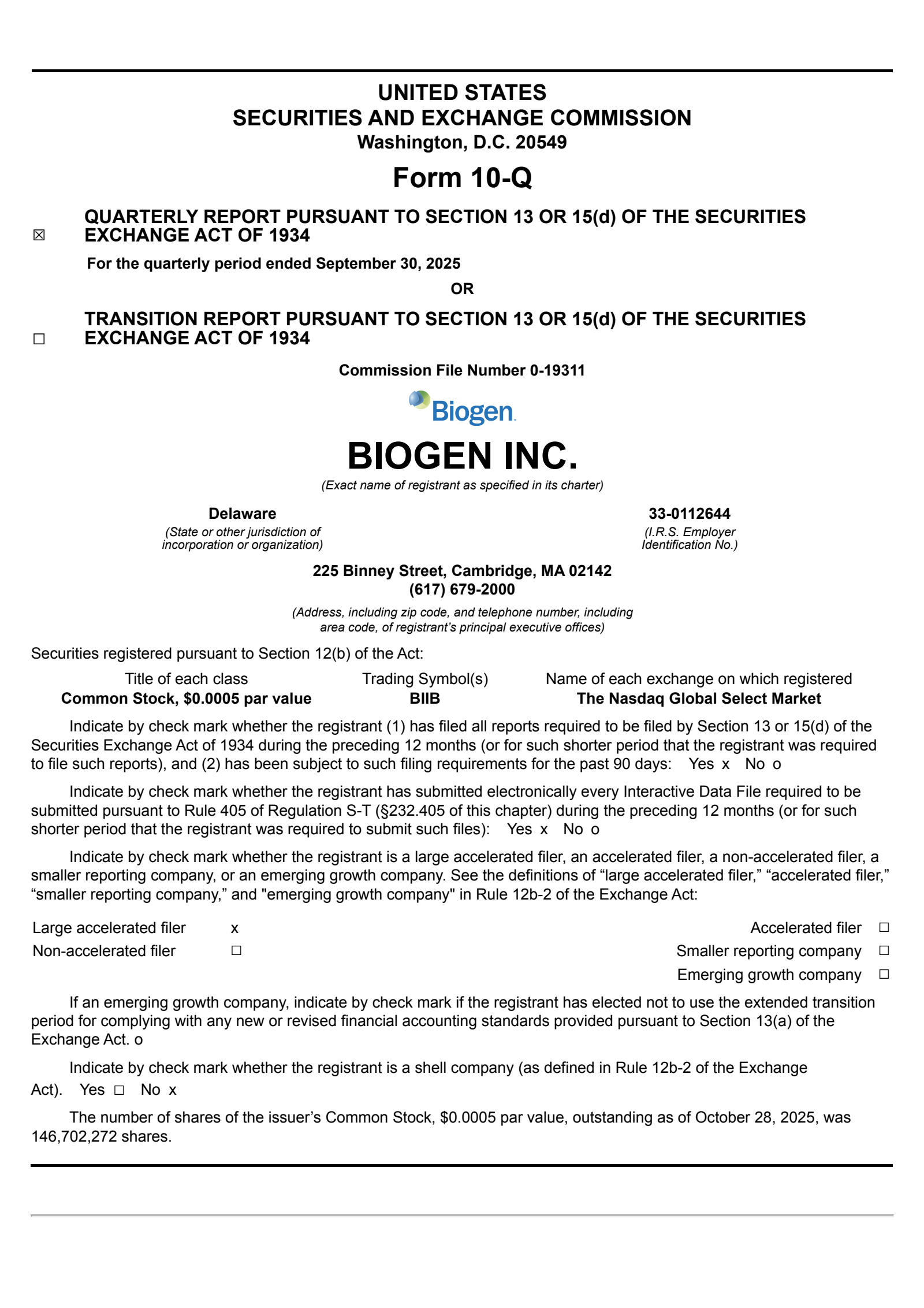 Biogen's Q3 2025 Quarterly Report
