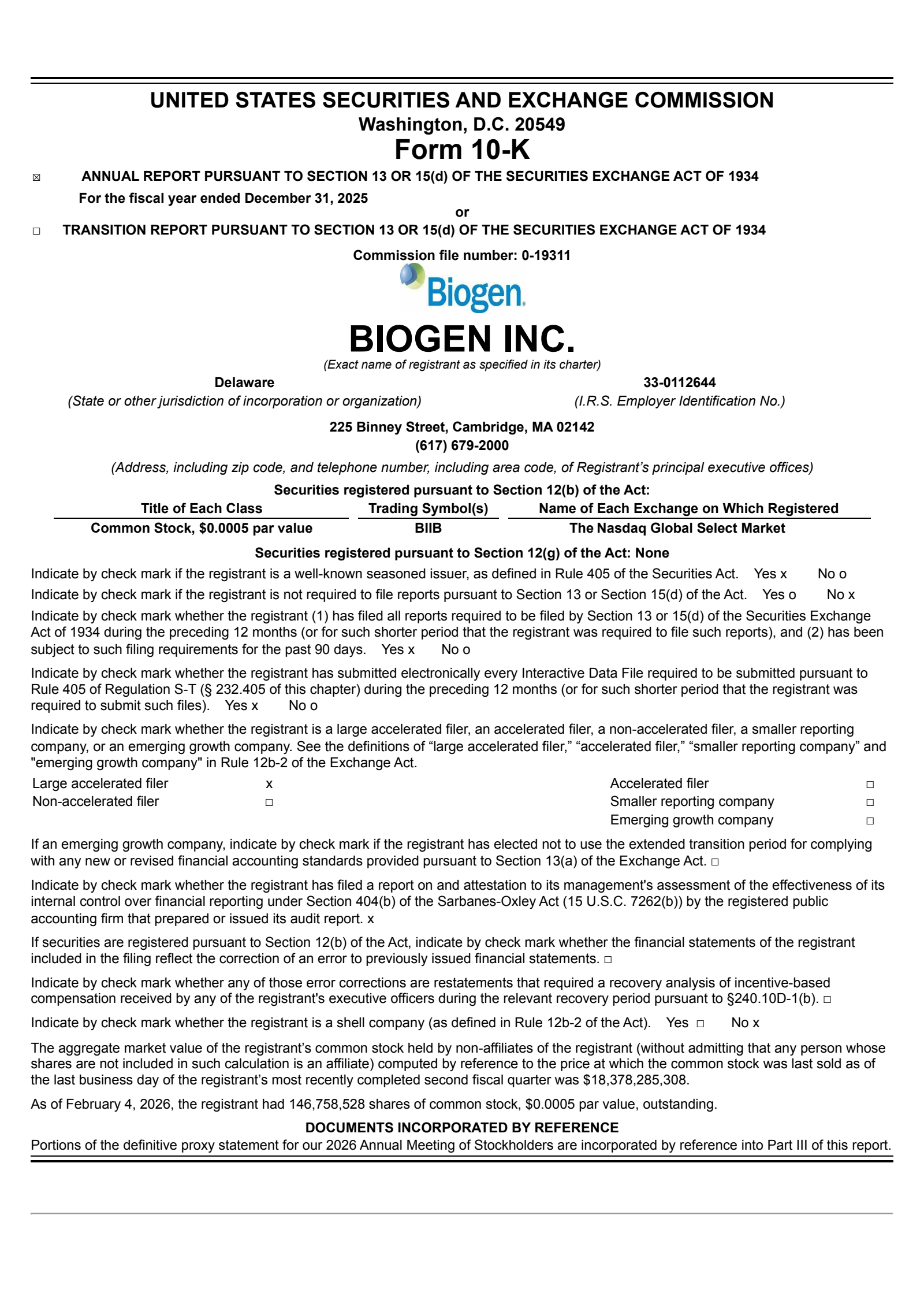 Biogen's Q4 2025 Annual report