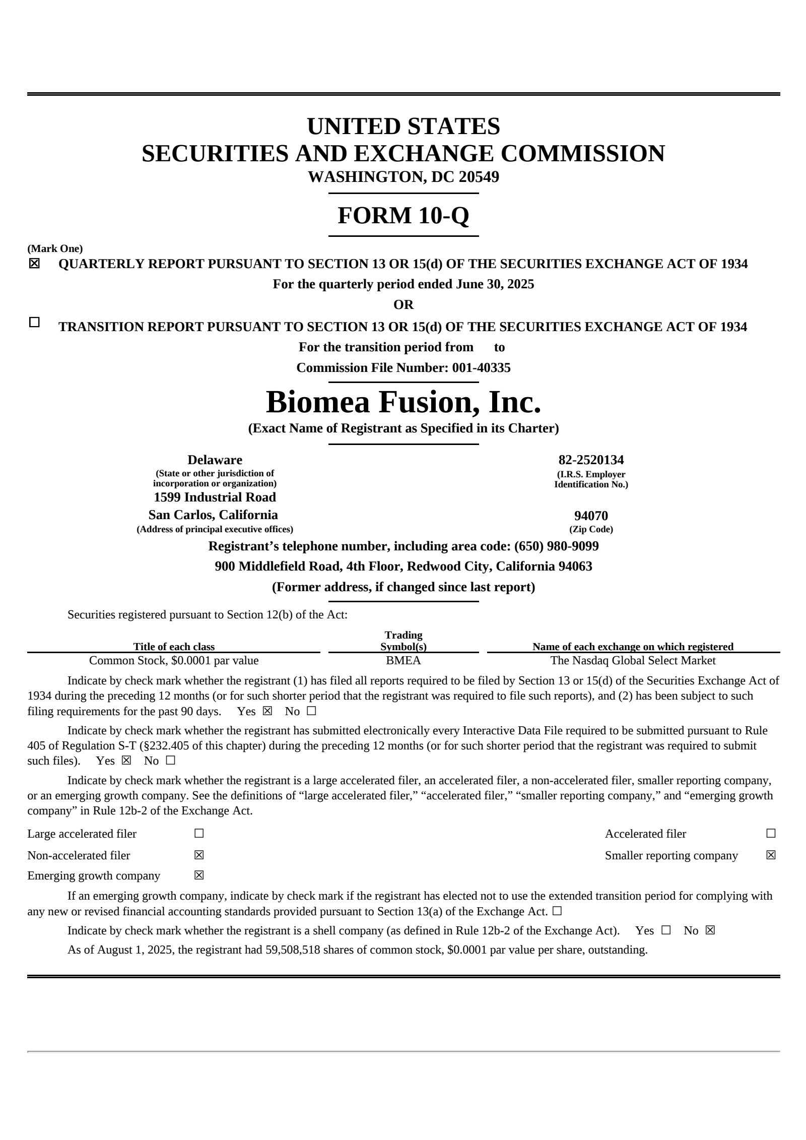 Biomea Fusion's Q2 2025 Quarterly report