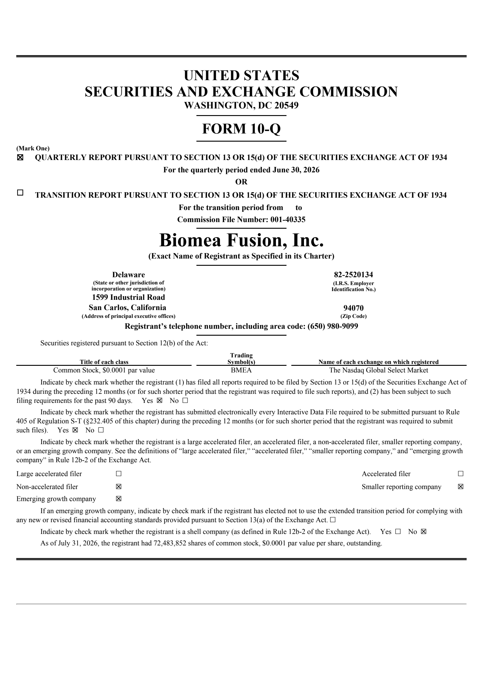Biomea Fusion's Q2 2026 Quarterly report