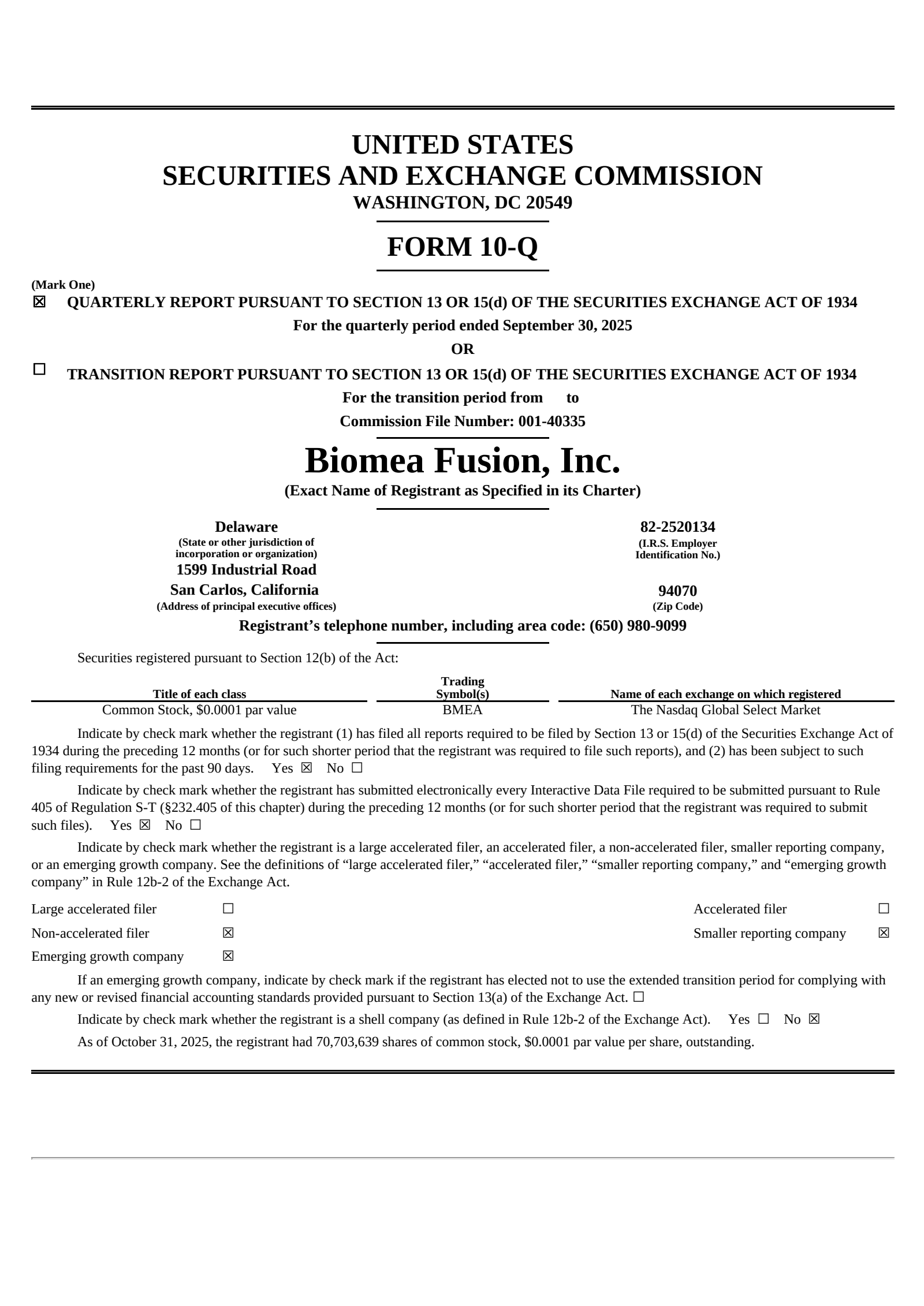 Biomea Fusion's Q3 2025 Quarterly Report