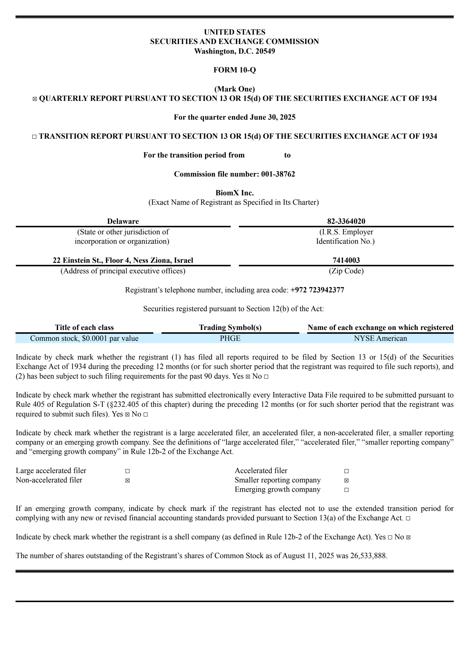 BiomX's Q2 2025 Quarterly report