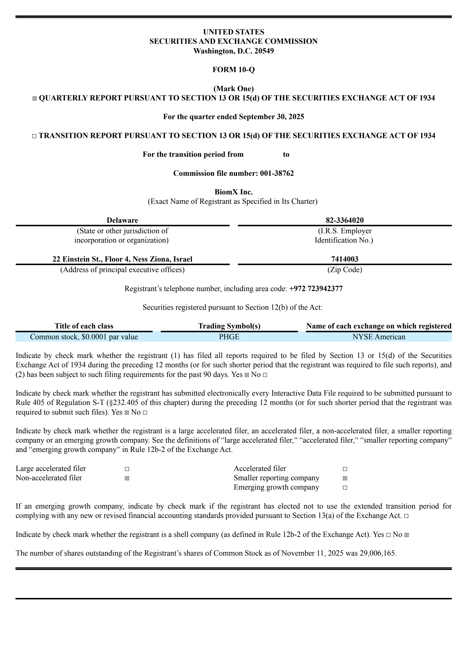BiomX's Q3 2025 Quarterly Report