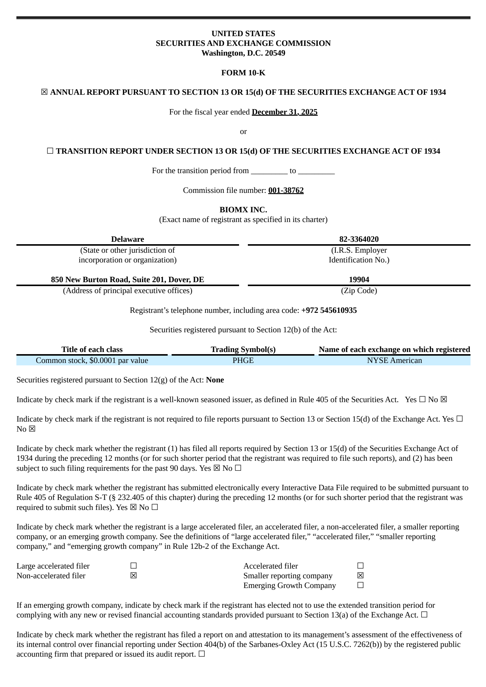 BiomX's Q4 2025 Annual report