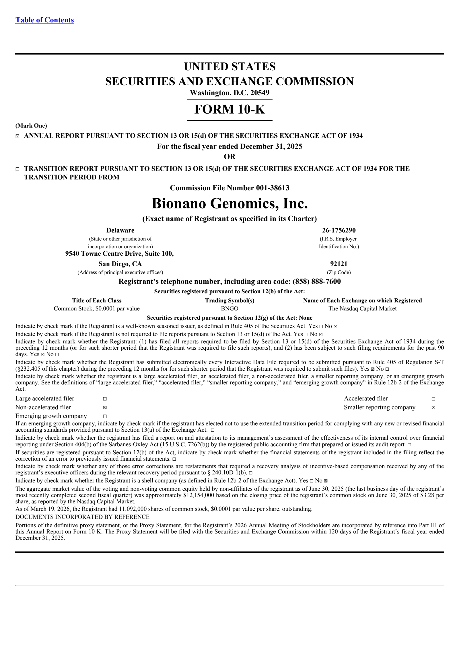 Bionano Genomics' Q4 2025 Annual report