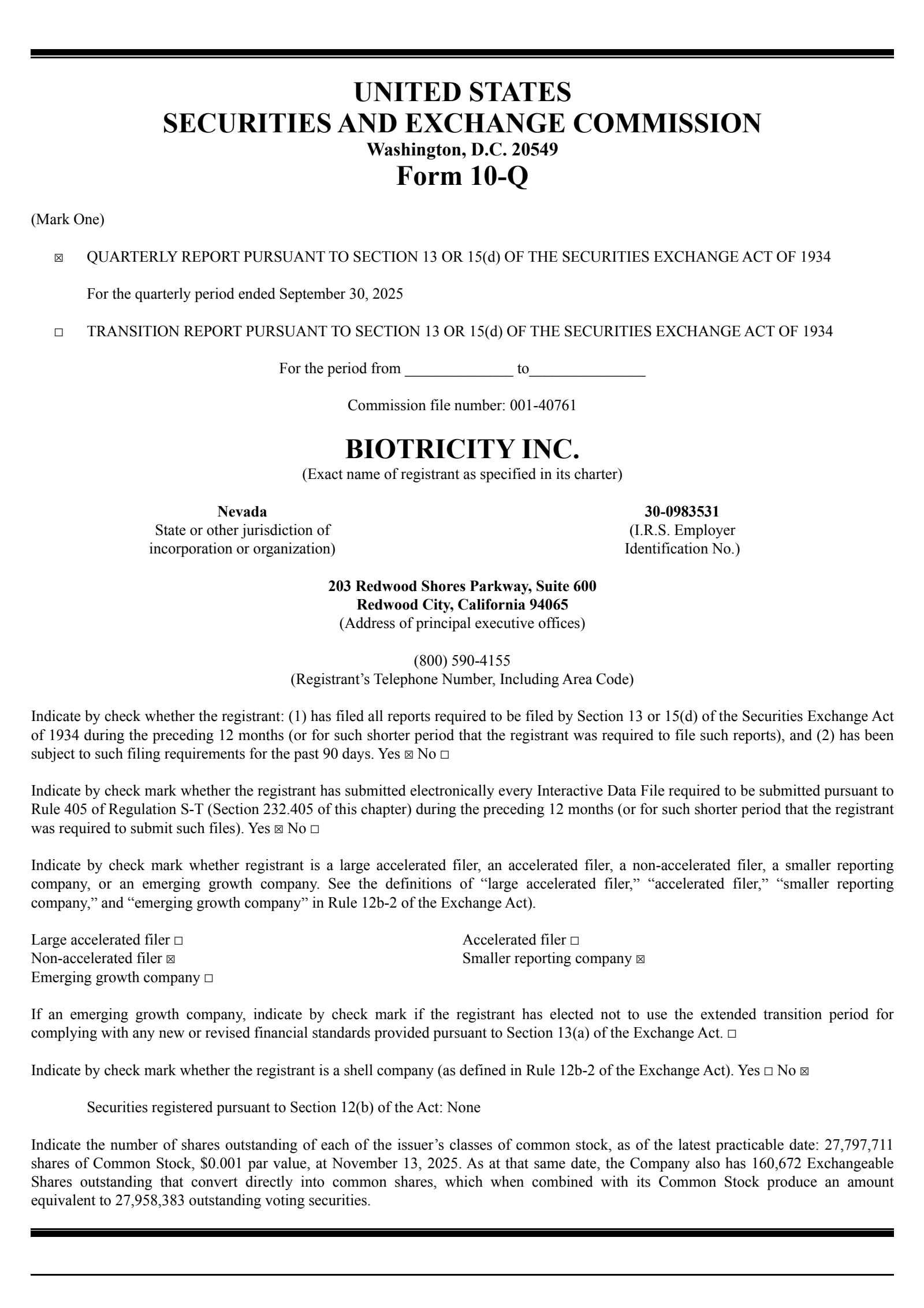 Biotricity's Q2 2026 Quarterly Report