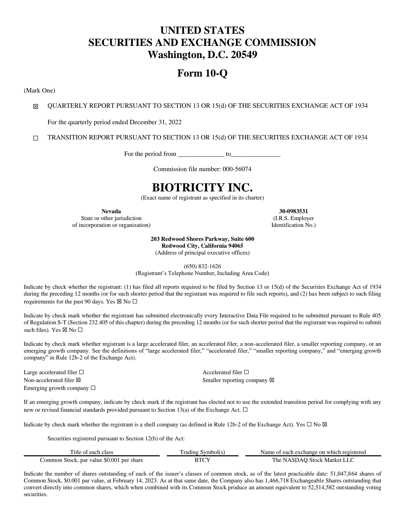 Biotricity's Q3 2023 Quarterly Report