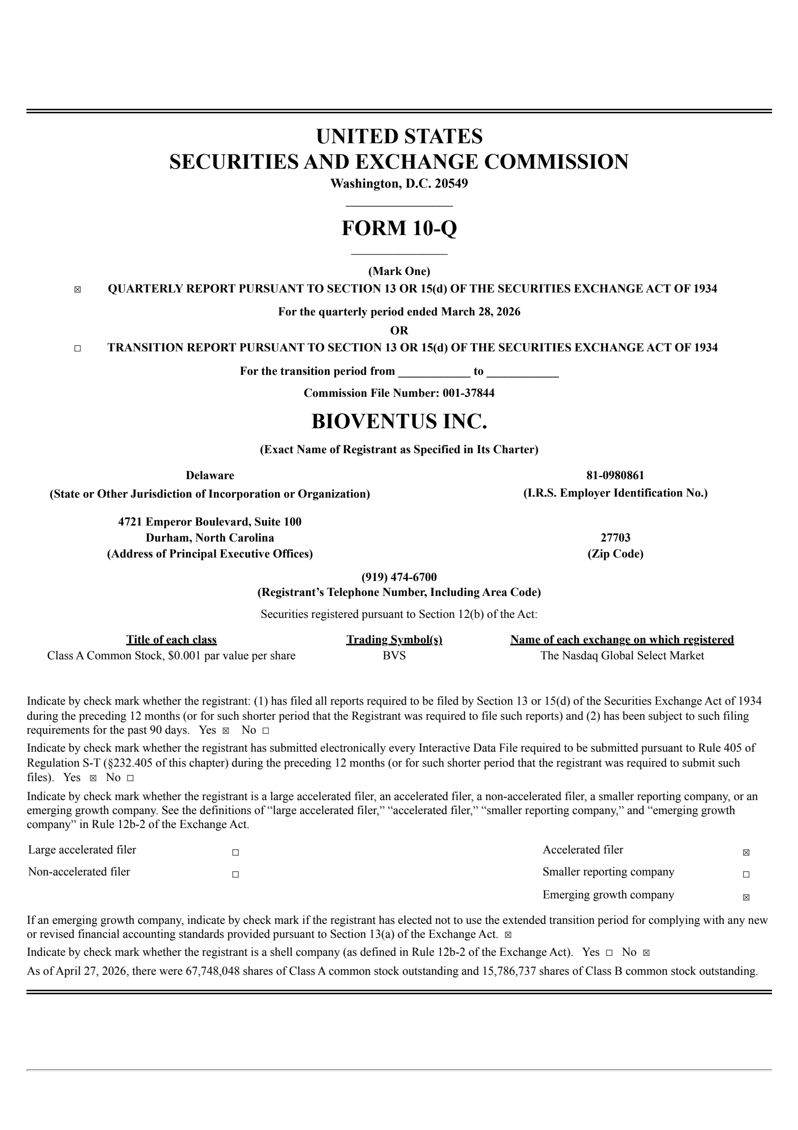 Bioventus' Q1 2026 Quarterly report
