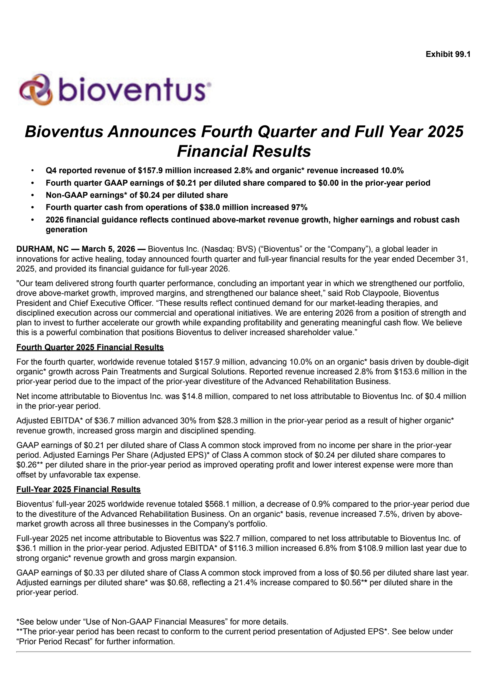 Bioventus' Q4 2025 Press Release