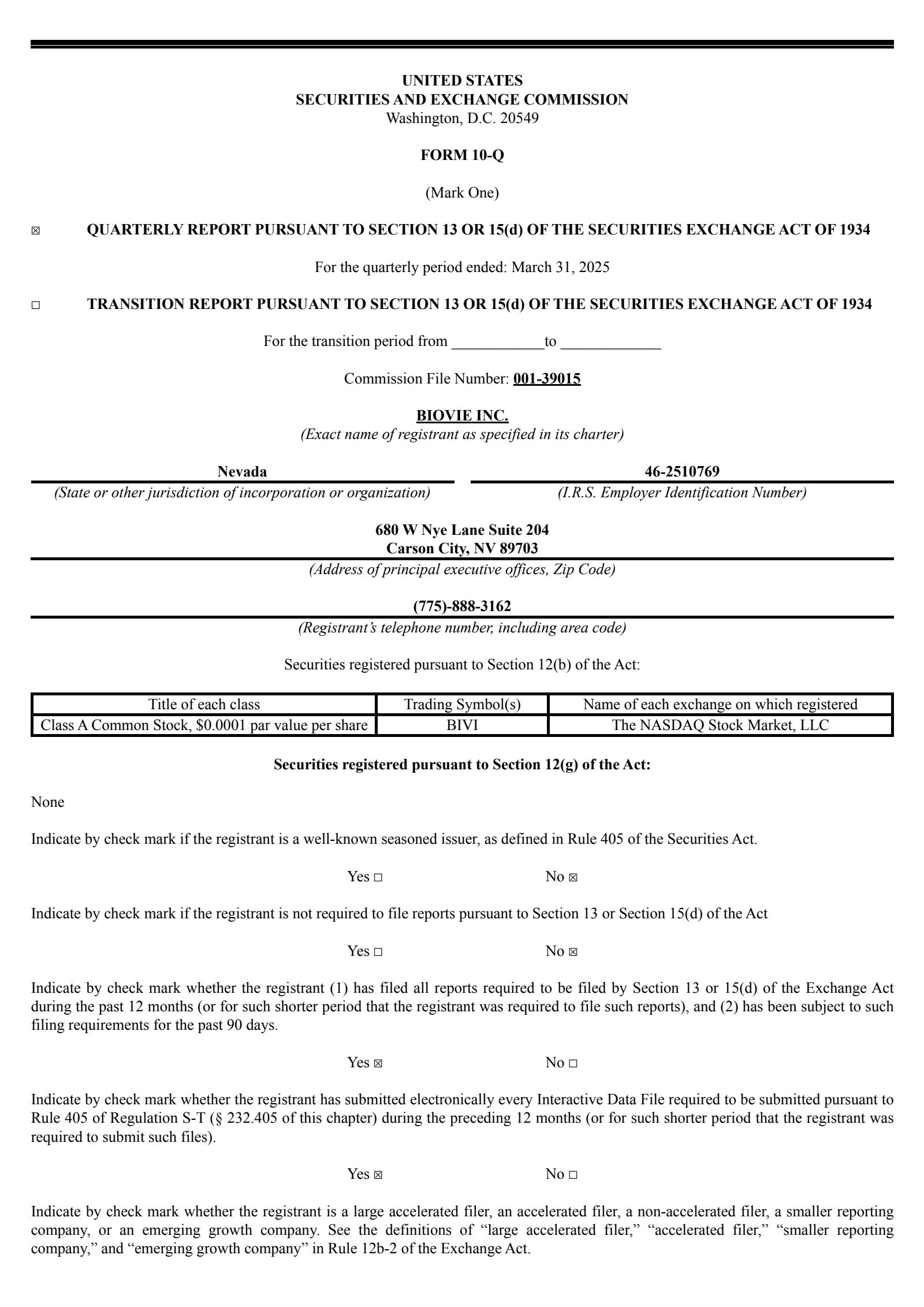 BioVie's Q3 2025 Quarterly report
