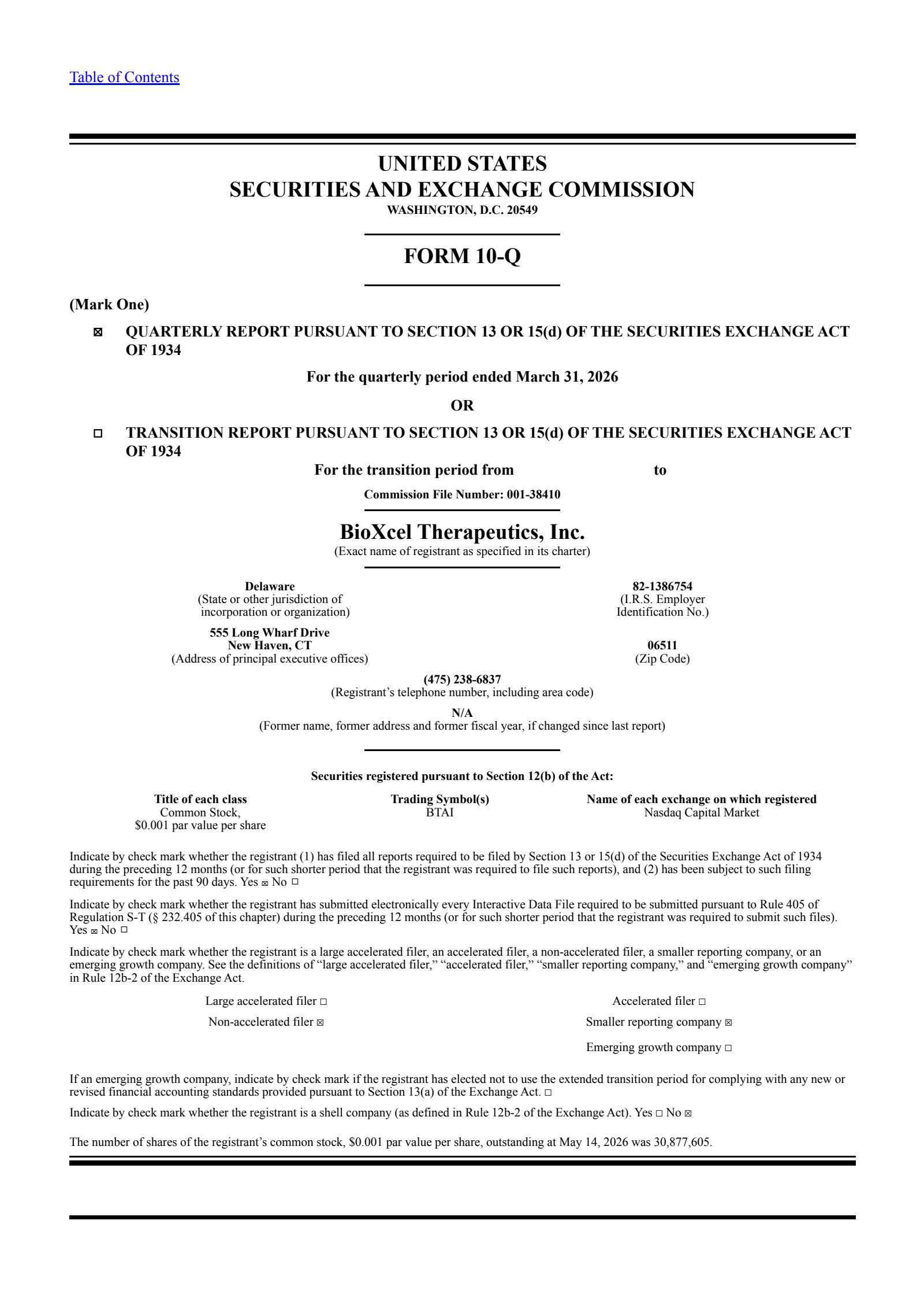 BioXcel Therapeutics' Q1 2026 Quarterly report