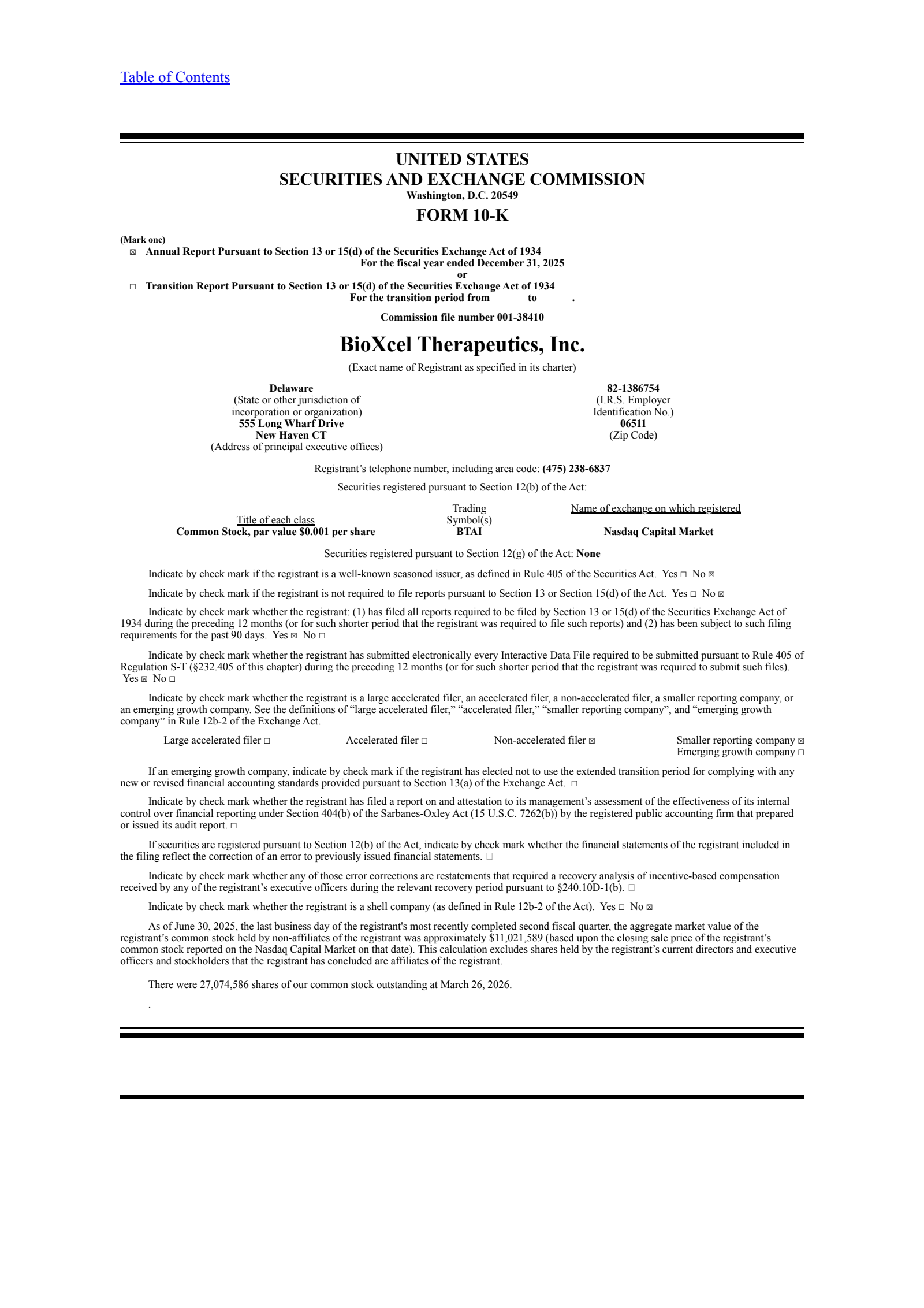 BioXcel Therapeutics' Q4 2025 Annual report