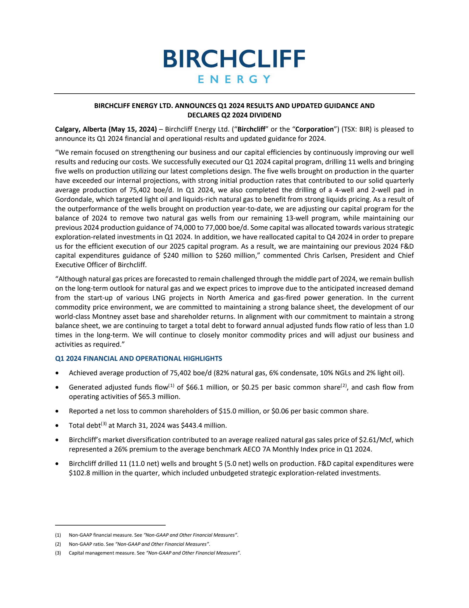 Birchcliff Energy's Q1 2024 Interim report