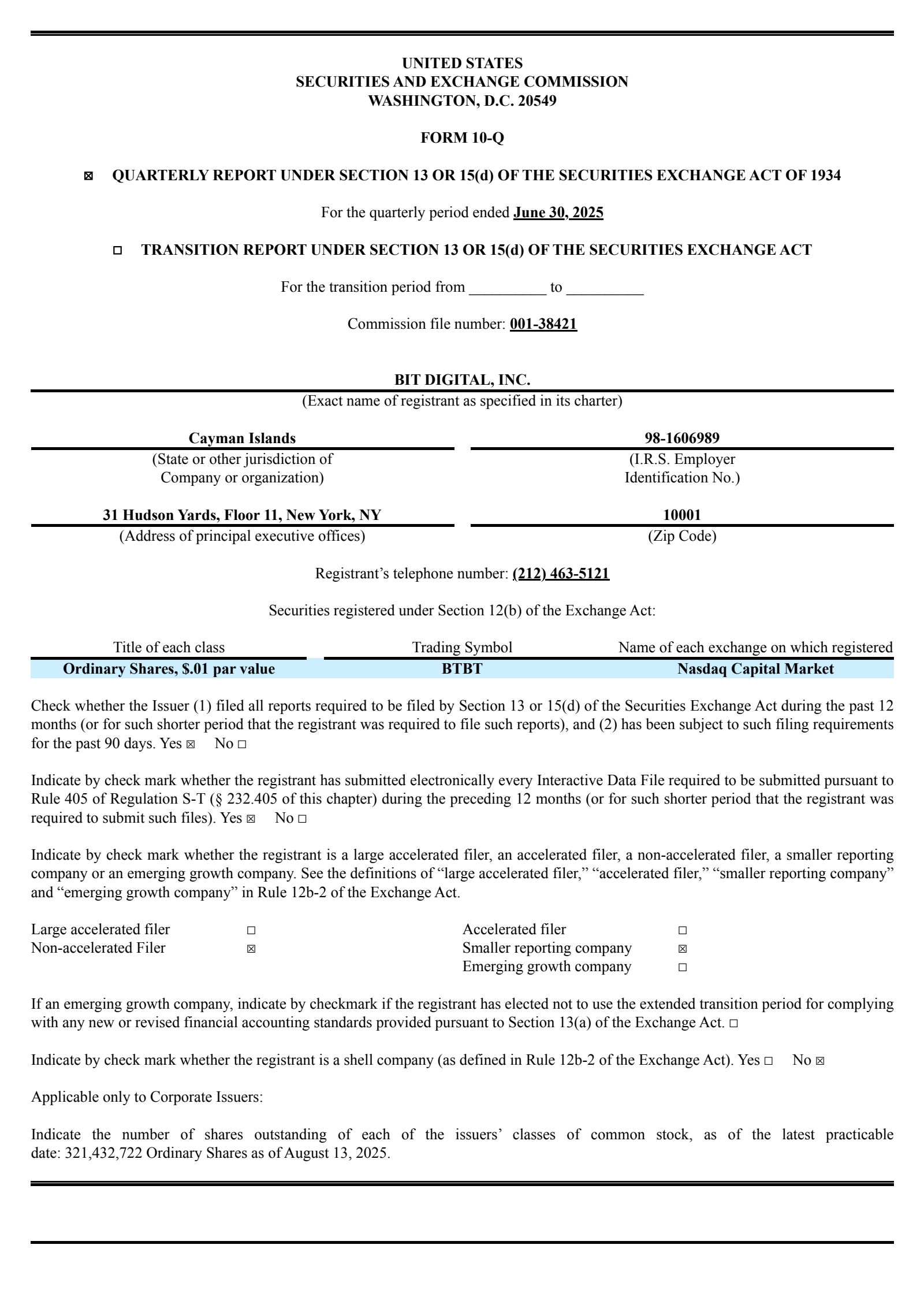 Bit Digital's Q2 2025 Quarterly report