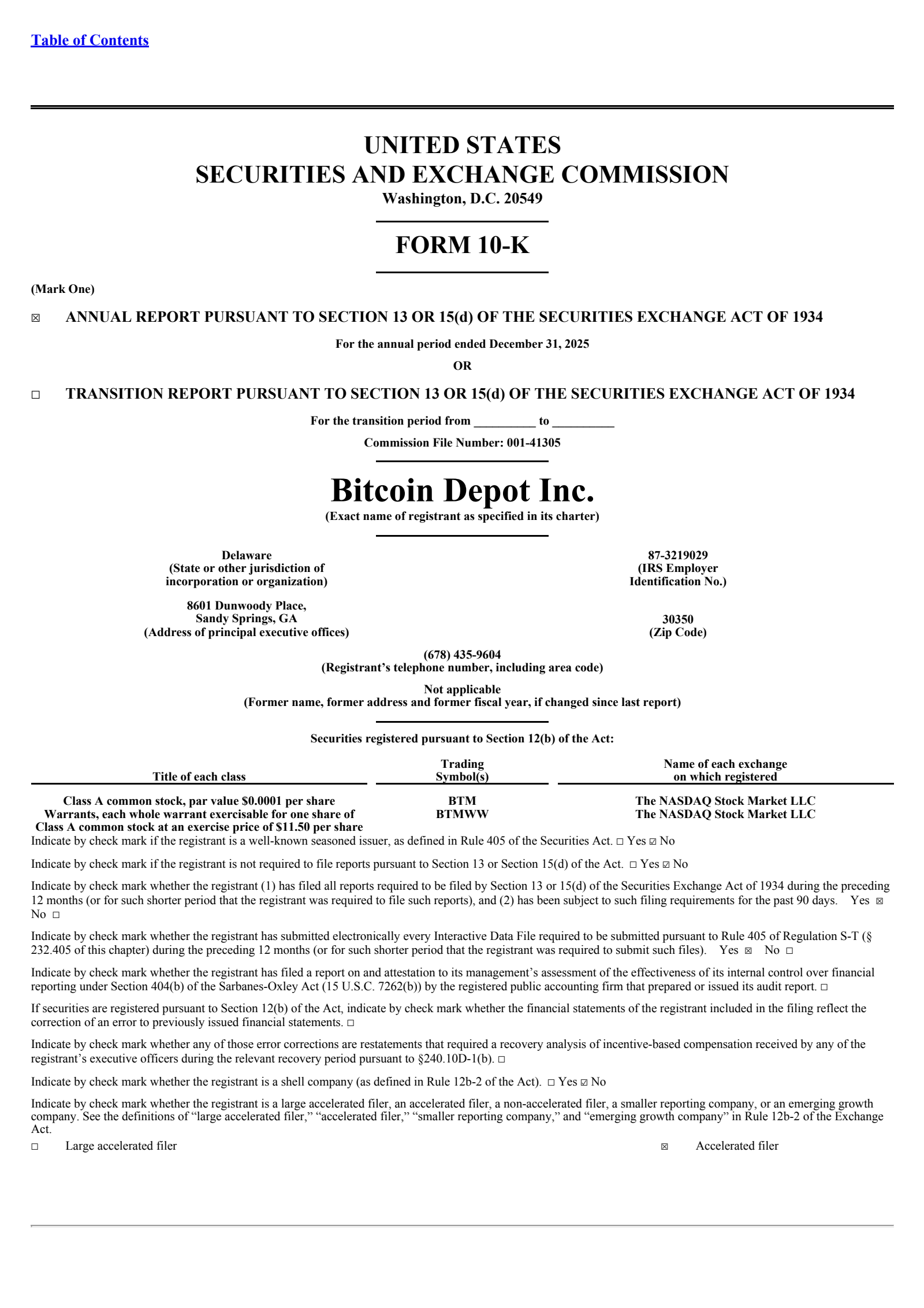 Bitcoin Depot's Q4 2025 Annual report