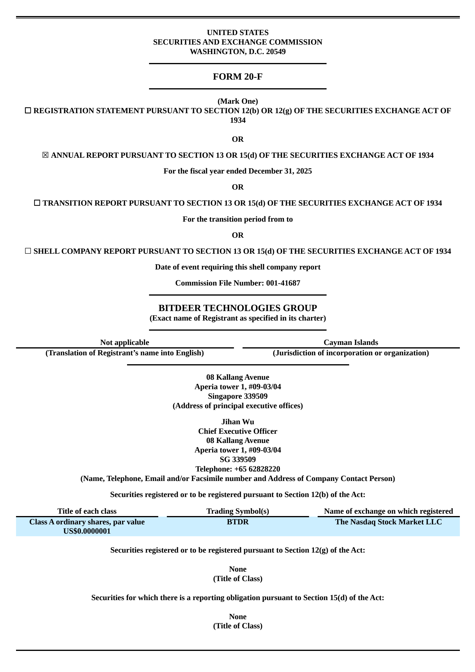 Bitdeer Technologies Group's Q4 2025 Annual report