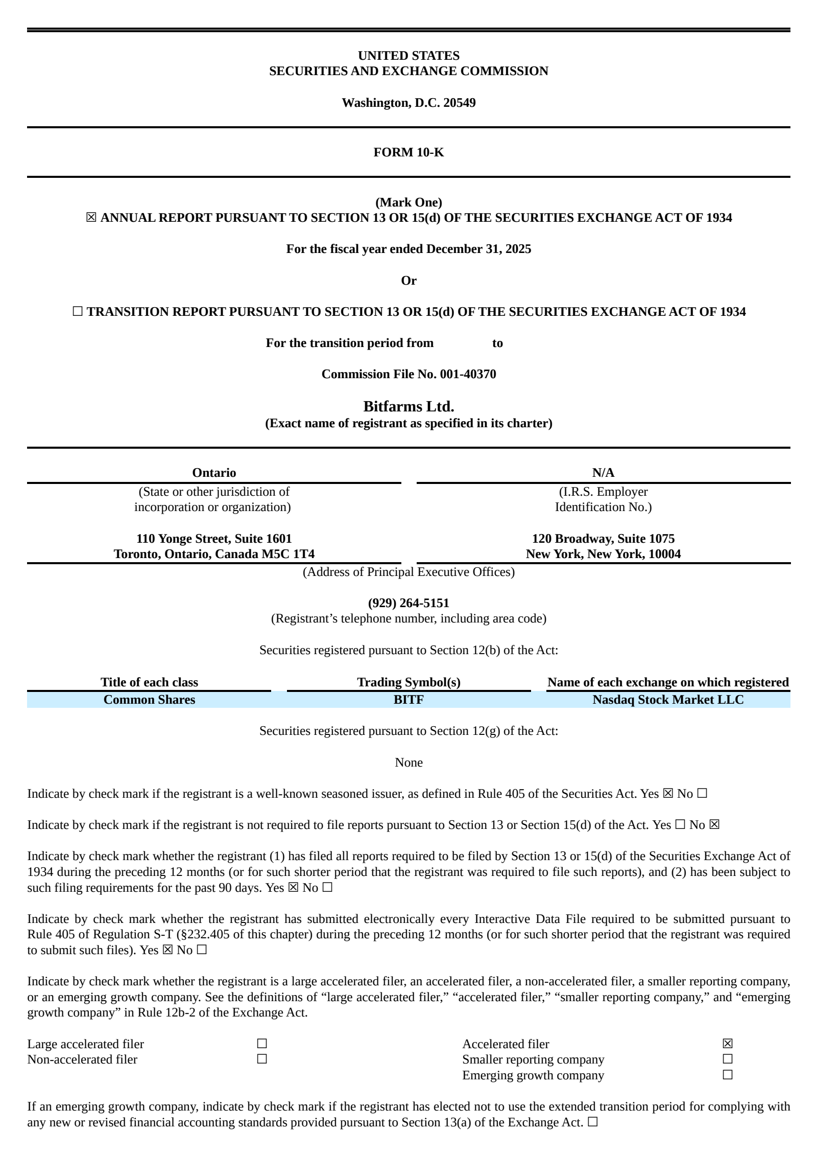 Bitfarms' Q4 2025 Annual report