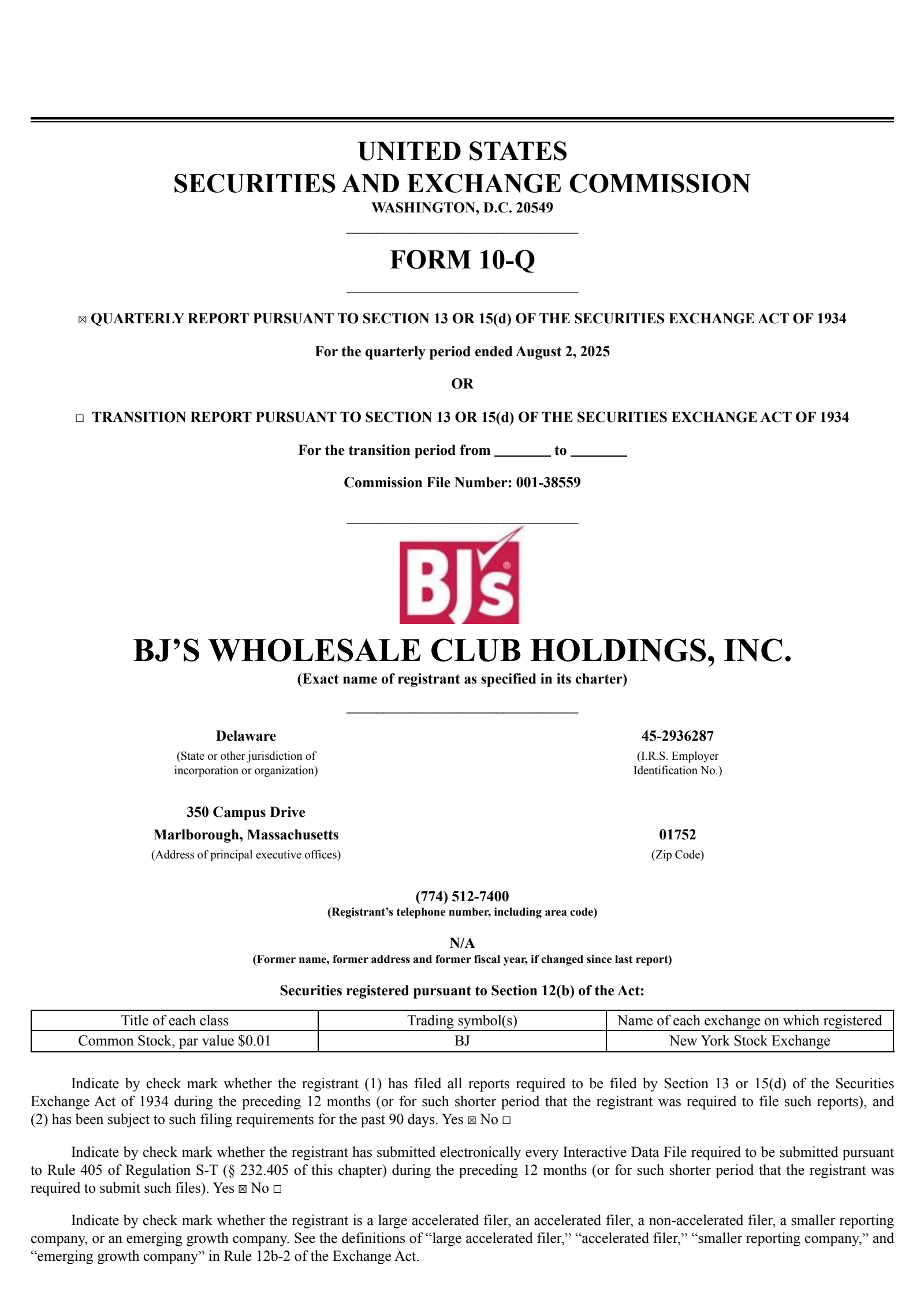 BJ's Wholesale Club's Q2 2026 Quarterly report