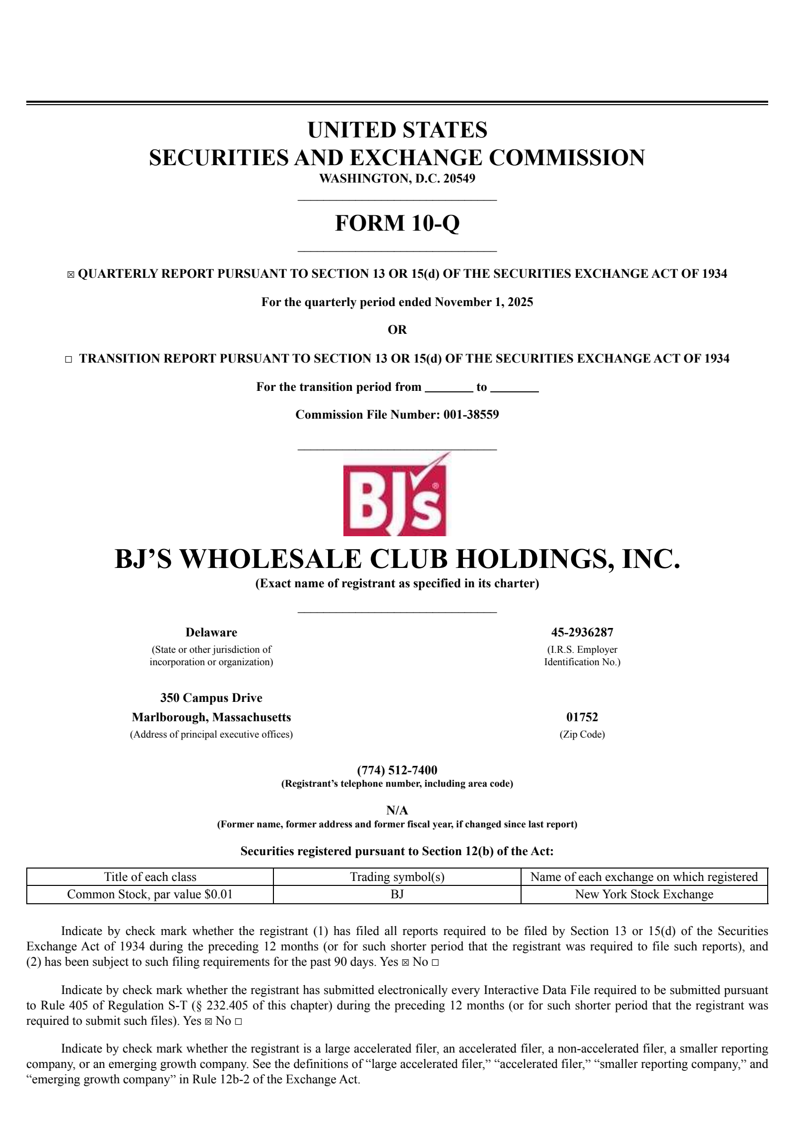 BJ's Wholesale Club's Q3 2026 Quarterly Report