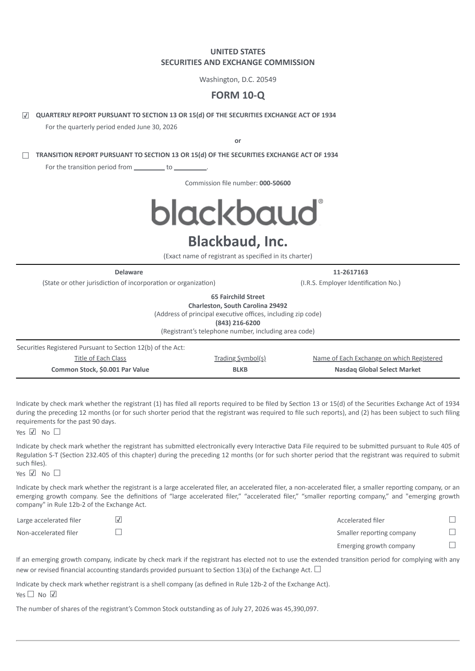 Blackbaud's Q2 2026 Quarterly report