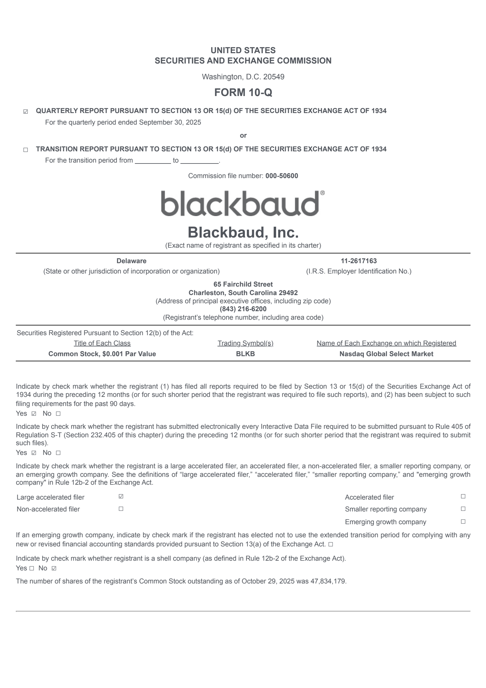 Blackbaud's Q3 2025 Quarterly Report