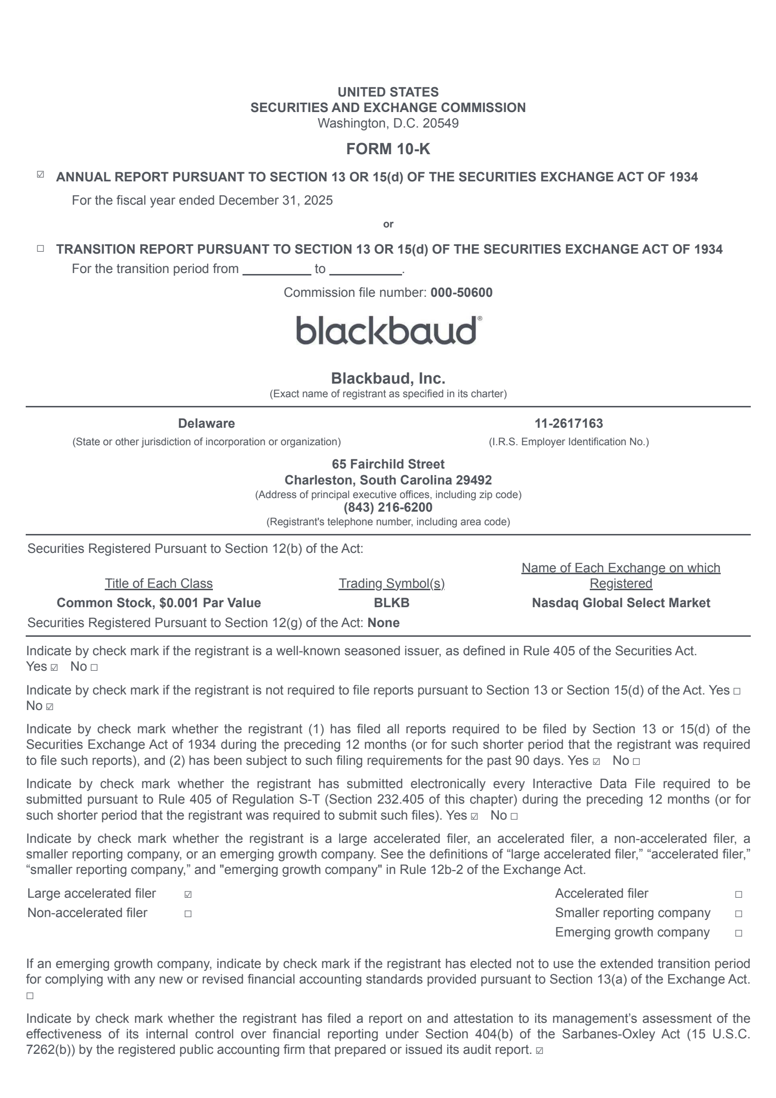 Blackbaud's Q4 2025 Annual report