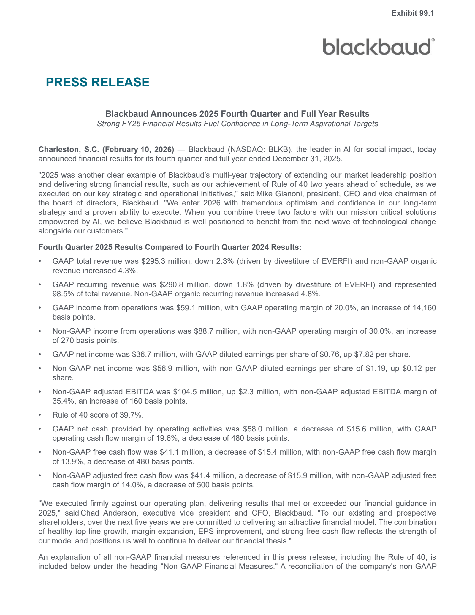 Blackbaud's Q4 2025 Press Release
