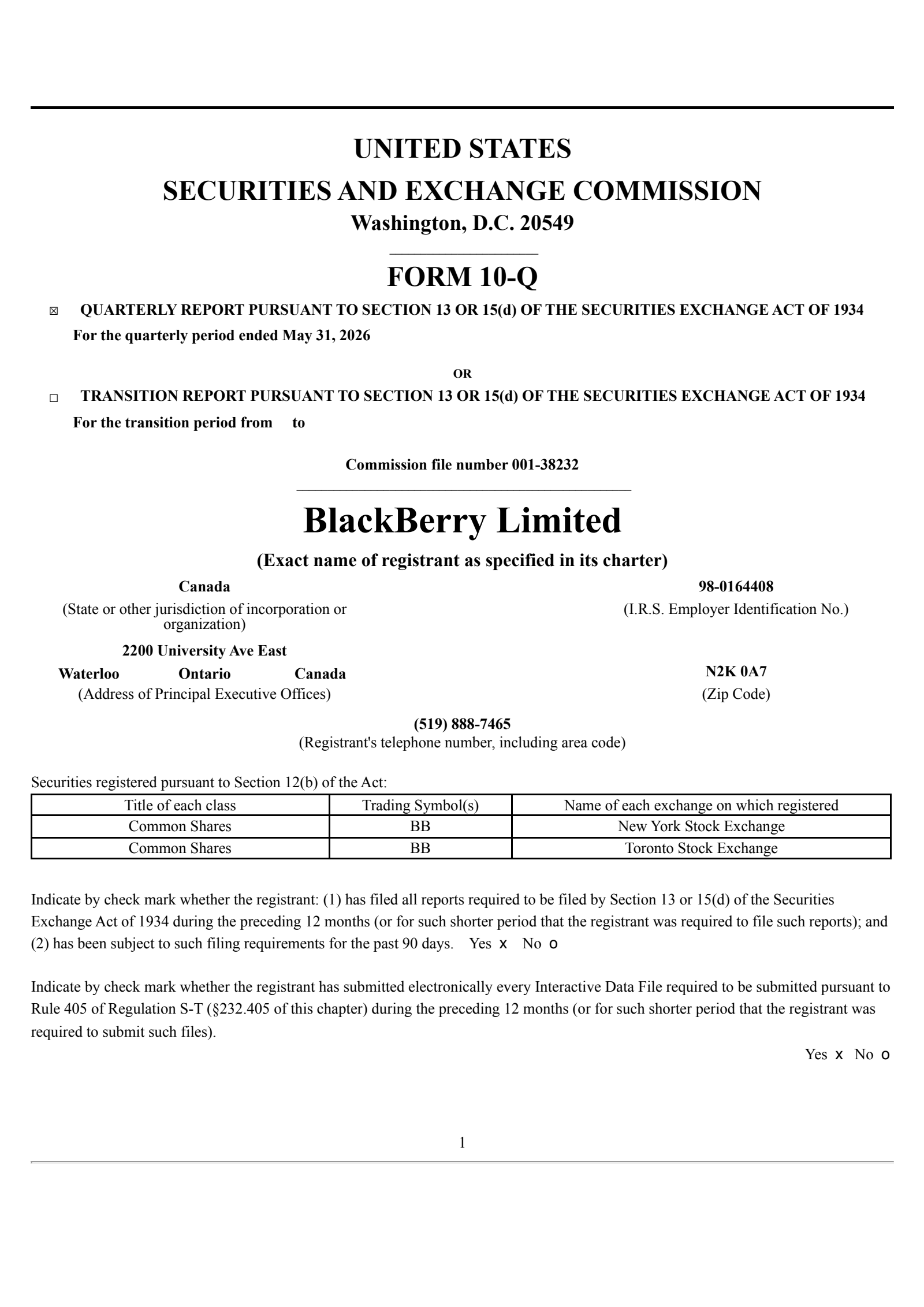 BlackBerry's Q1 2027 Quarterly report