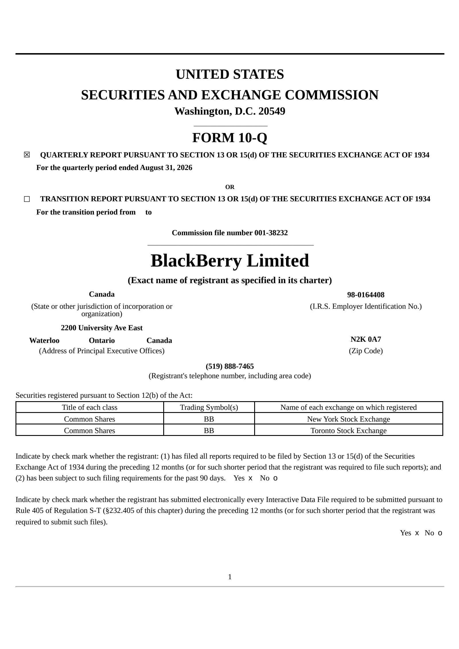 BlackBerry's Q2 2027 Quarterly report